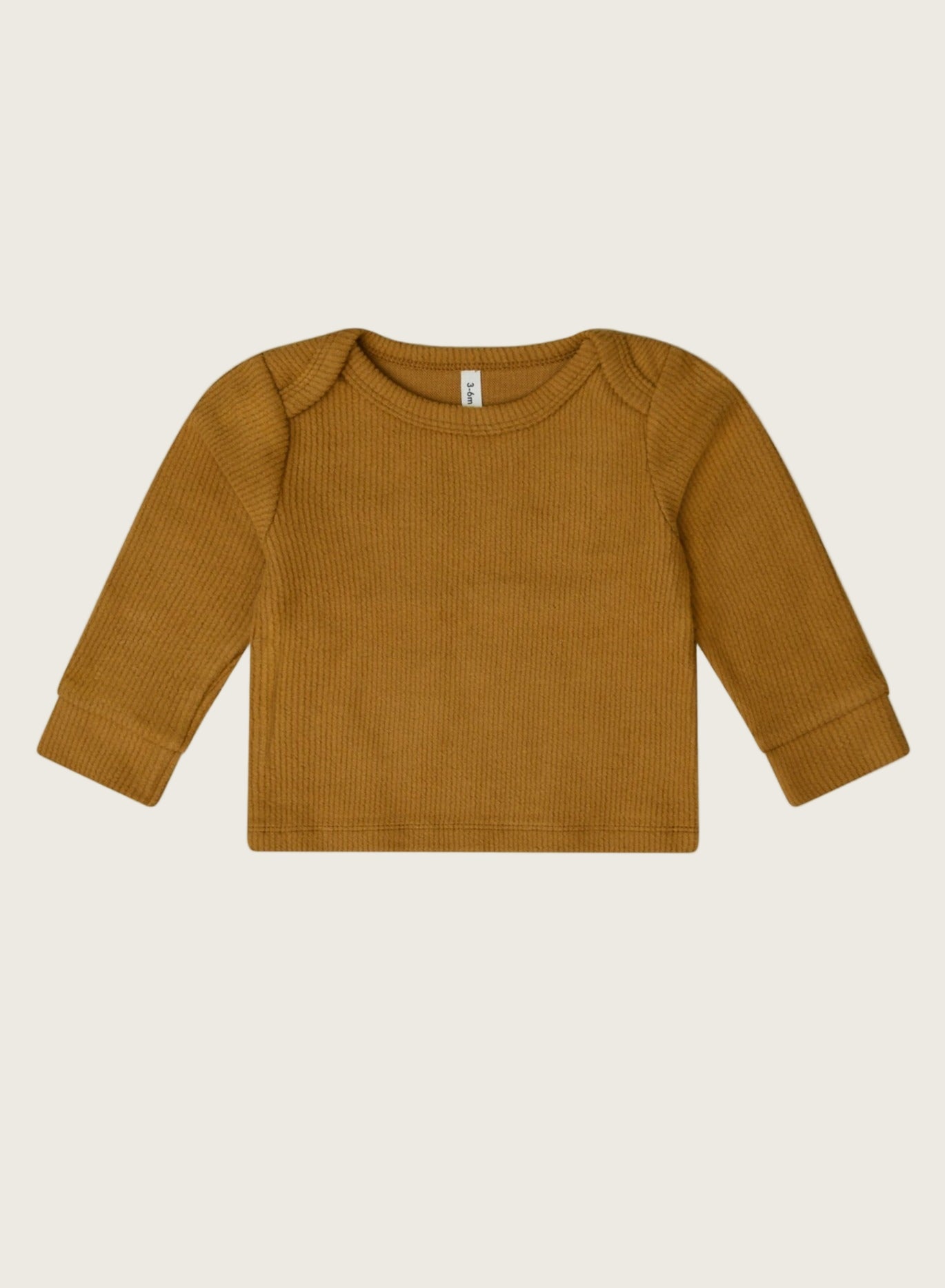Brown Ribbed Long Sleeve Top