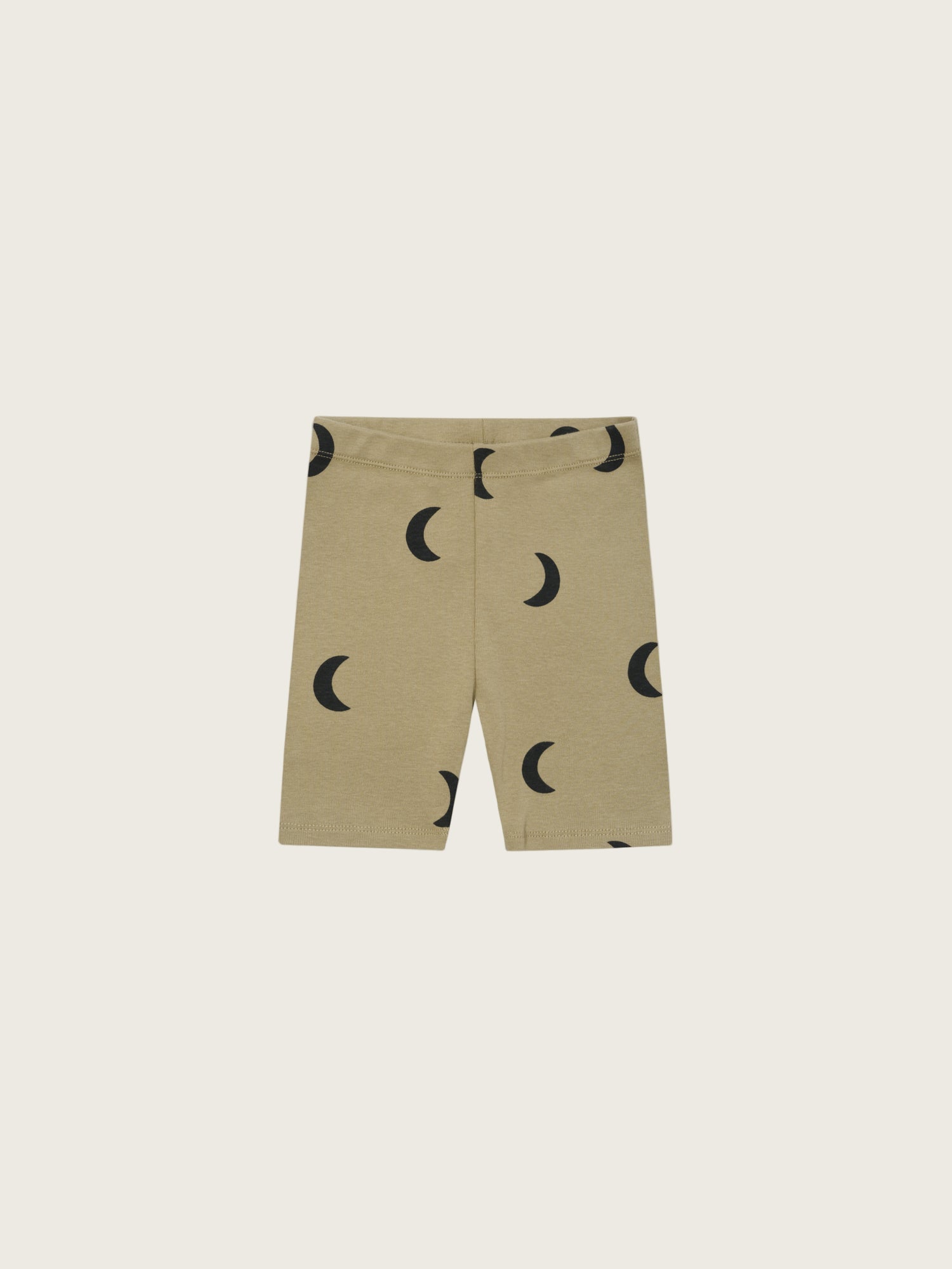 toddler dusky beige organic ribbed cotton biker shorts with black crescents