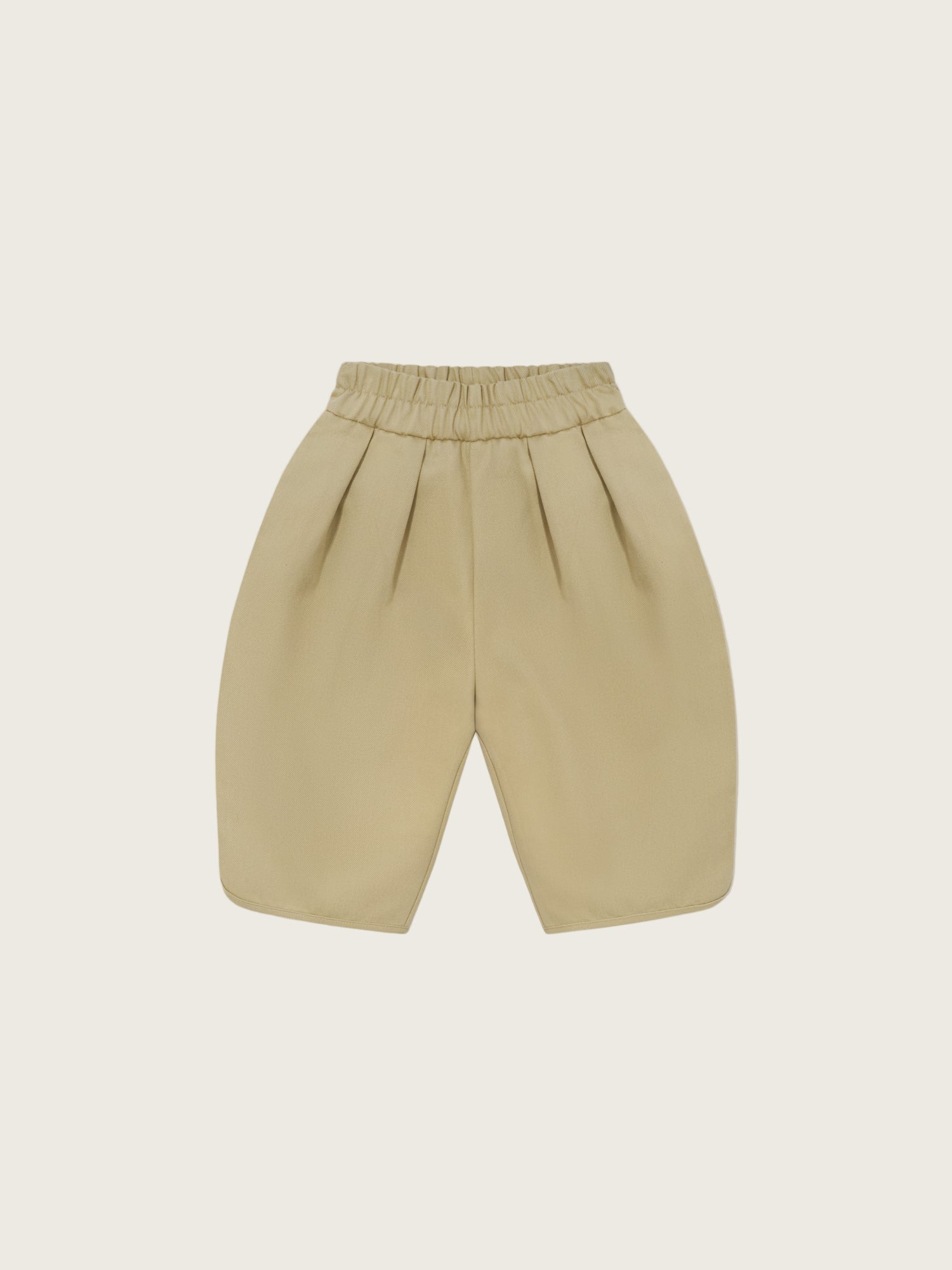 toddler organic twill sea salt grey balloon barrel trousers with pleats, elastic waistband & curved hem