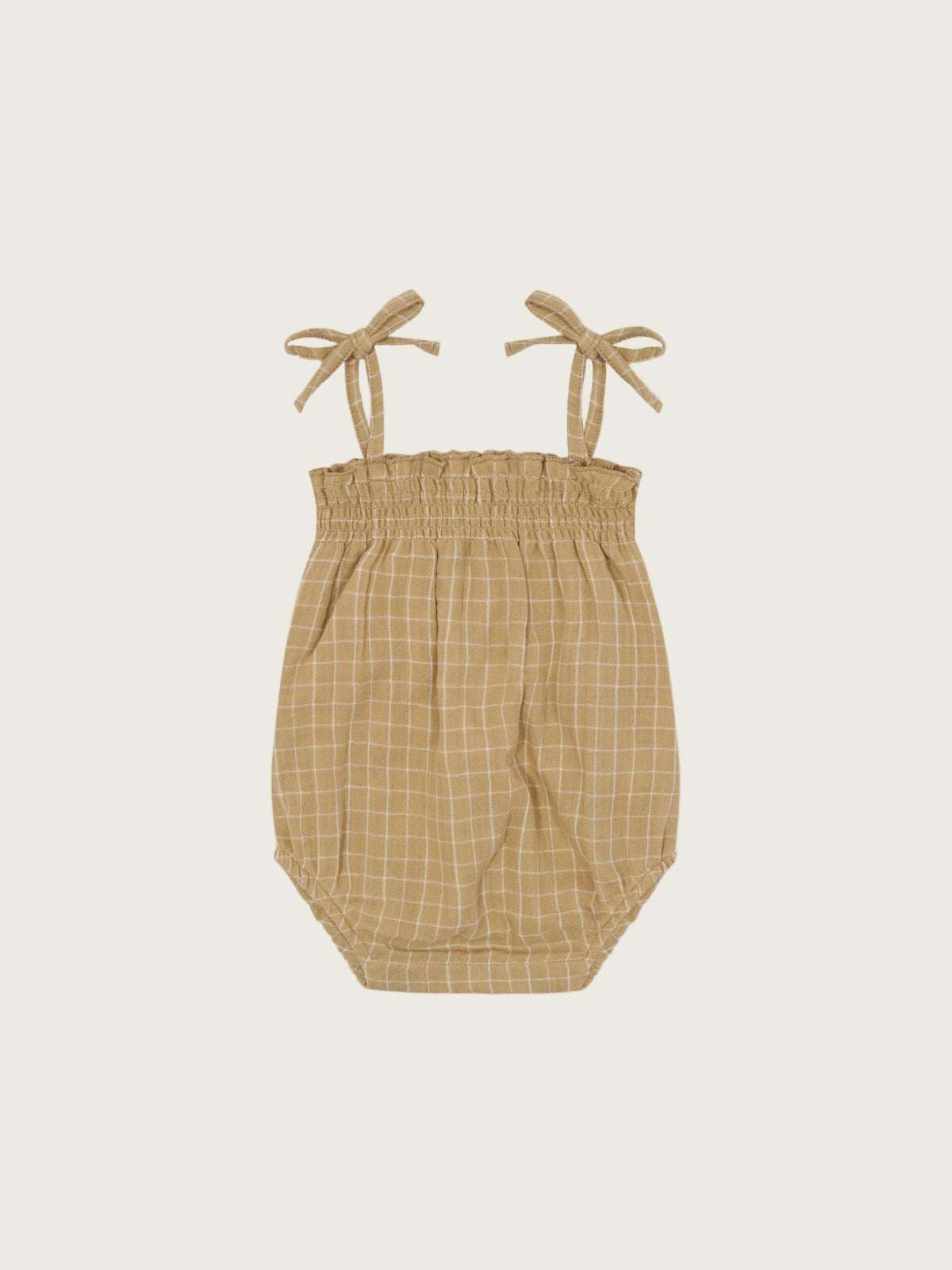 Grid Check Wheat Spaghetti Bodysuit | Organic Zoo