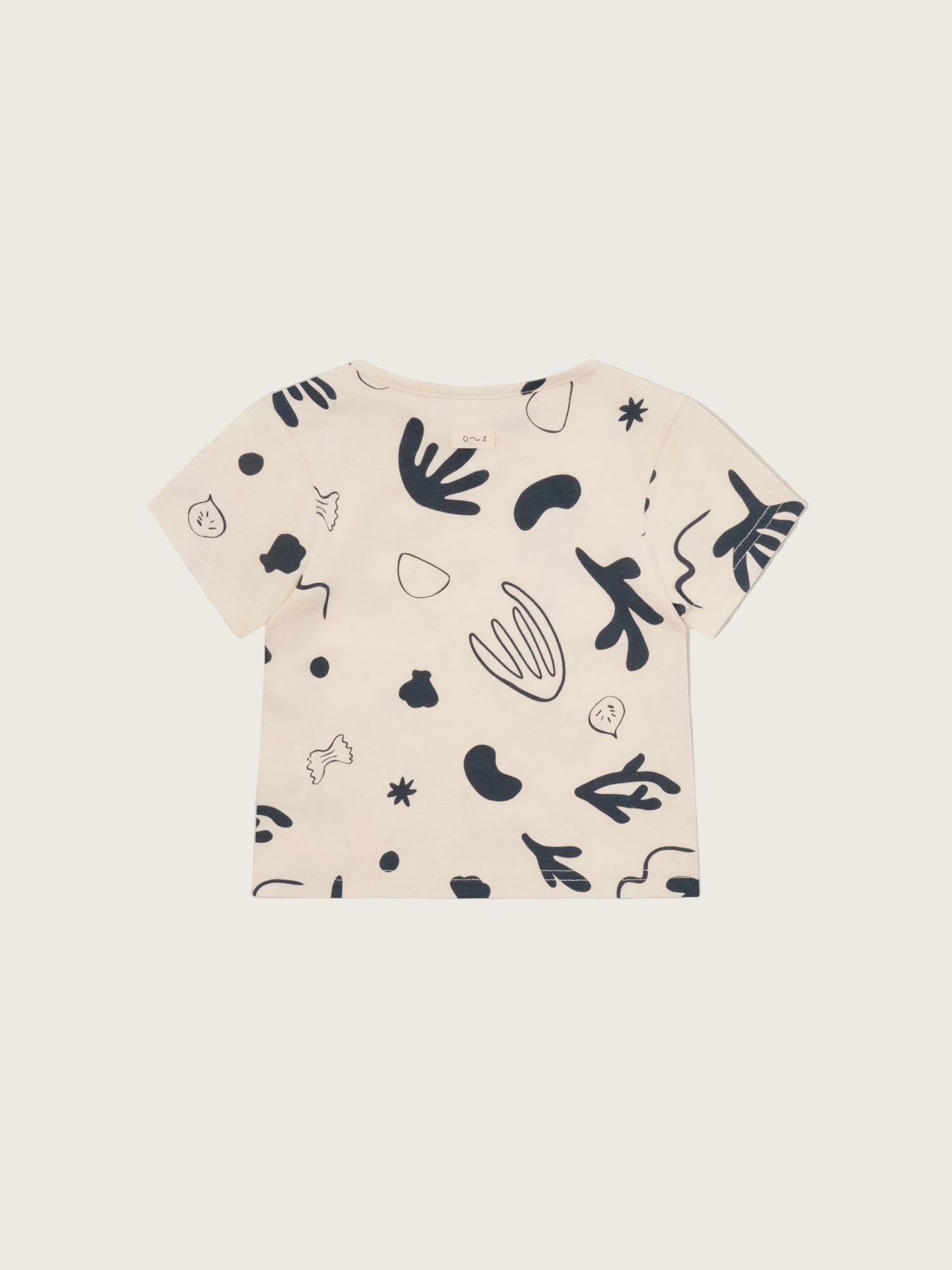 baby & toddler undyed cotton crew neck white classic t-shirt with navy ocean print