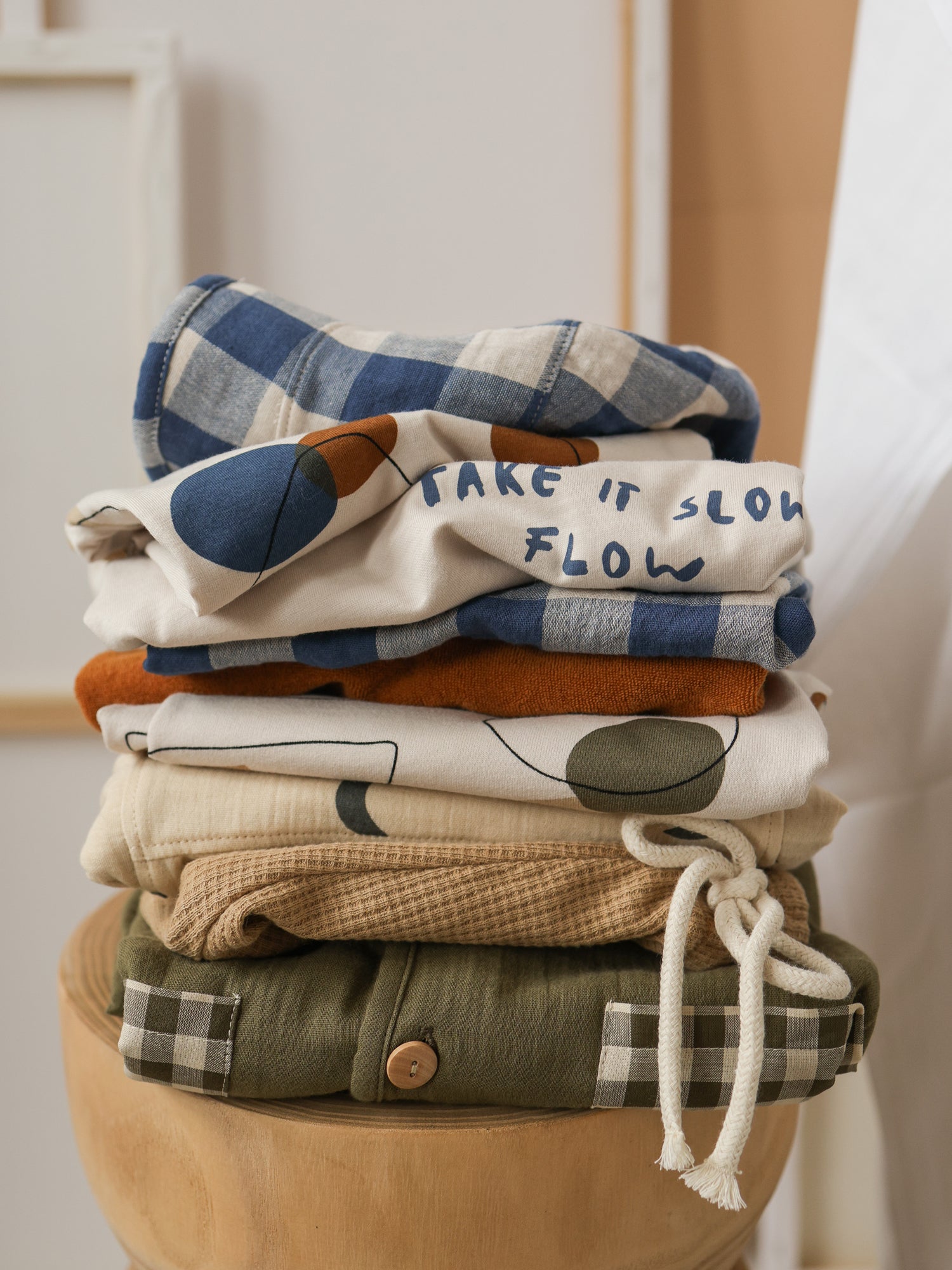 Pottery Blue Gingham Bucket Sun Hat