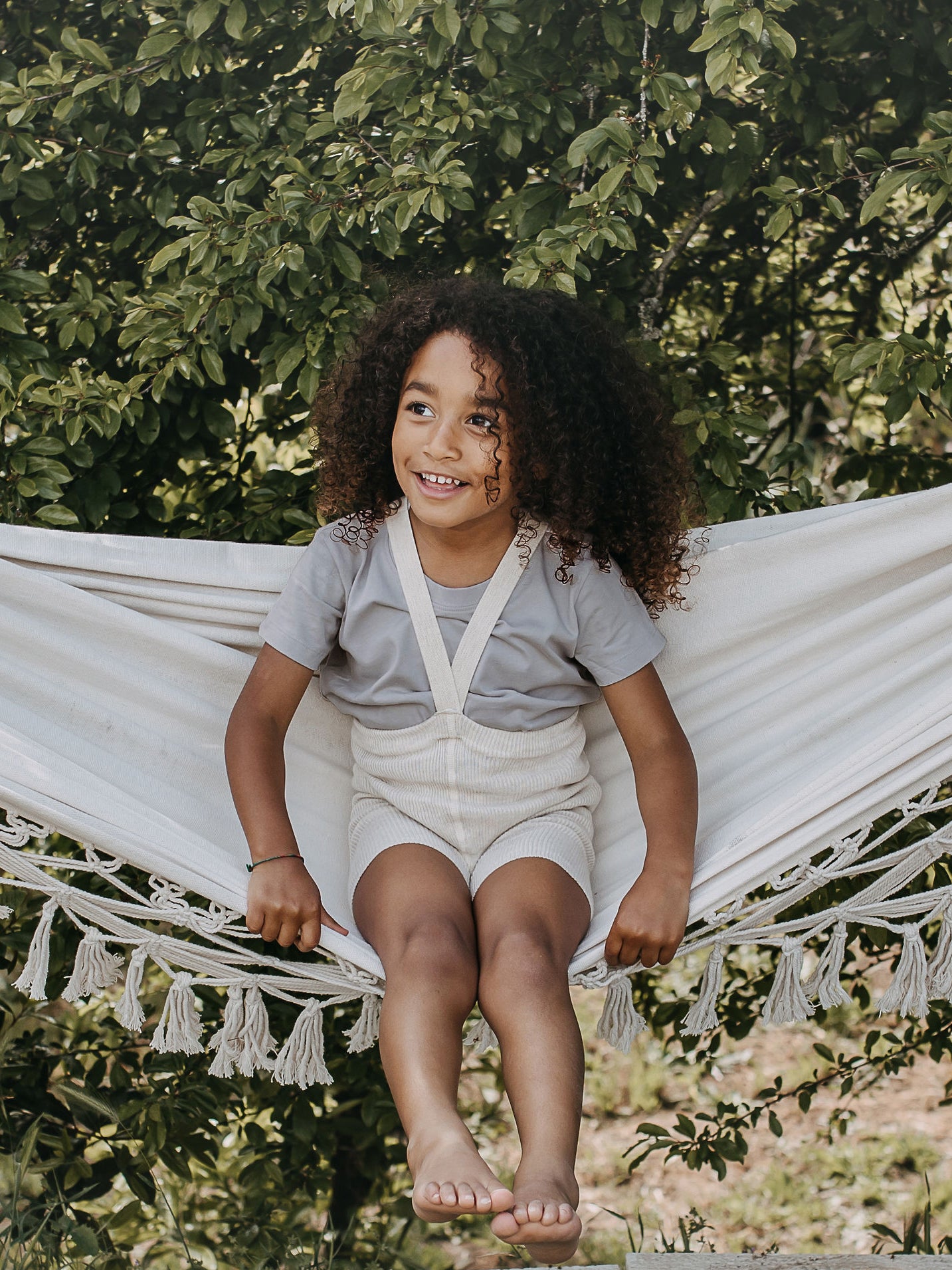 Cream Short Cotton Tights