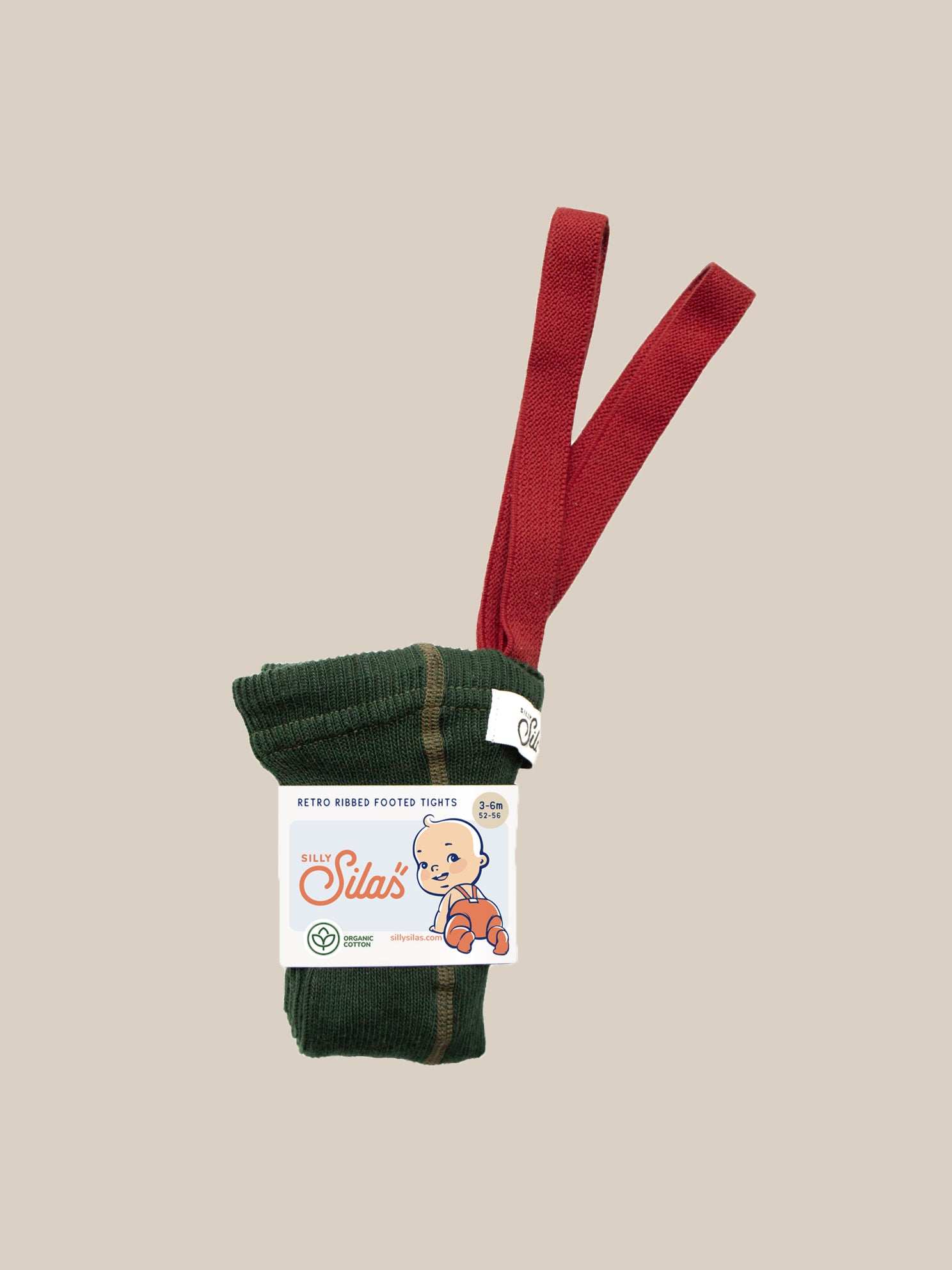 Forest Green Footed Cotton Tights With Contrast Braces Organic Zoo