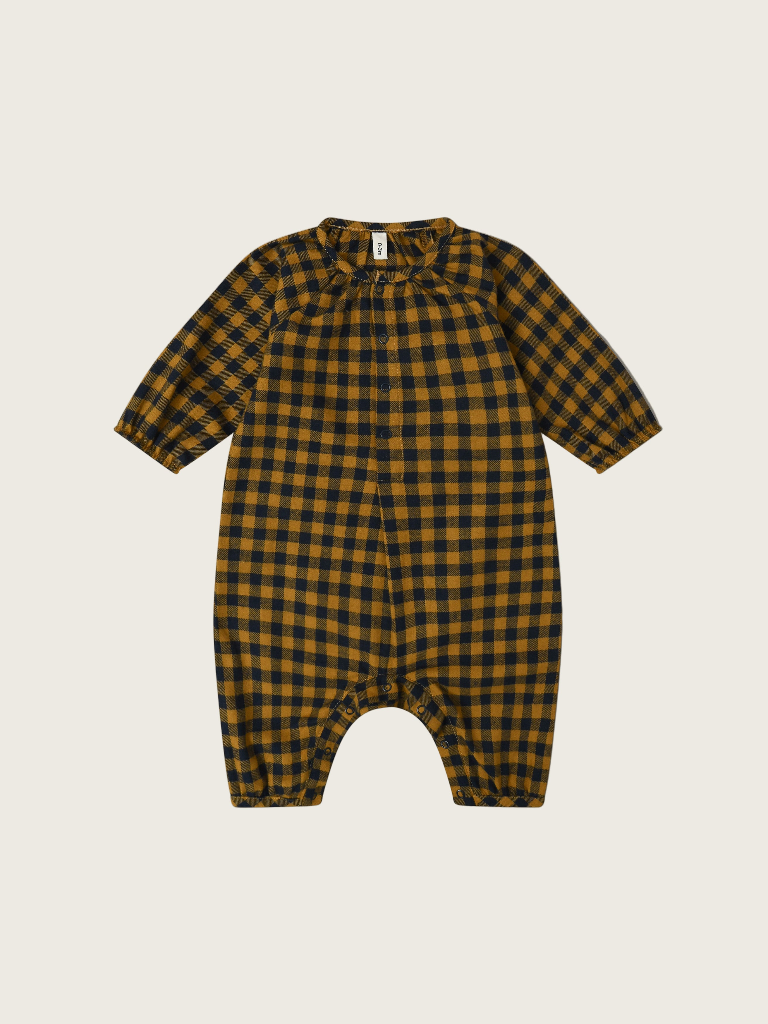 baby & toddler checkered navy & yellow gingham flannel onesie with front & crotch poppers