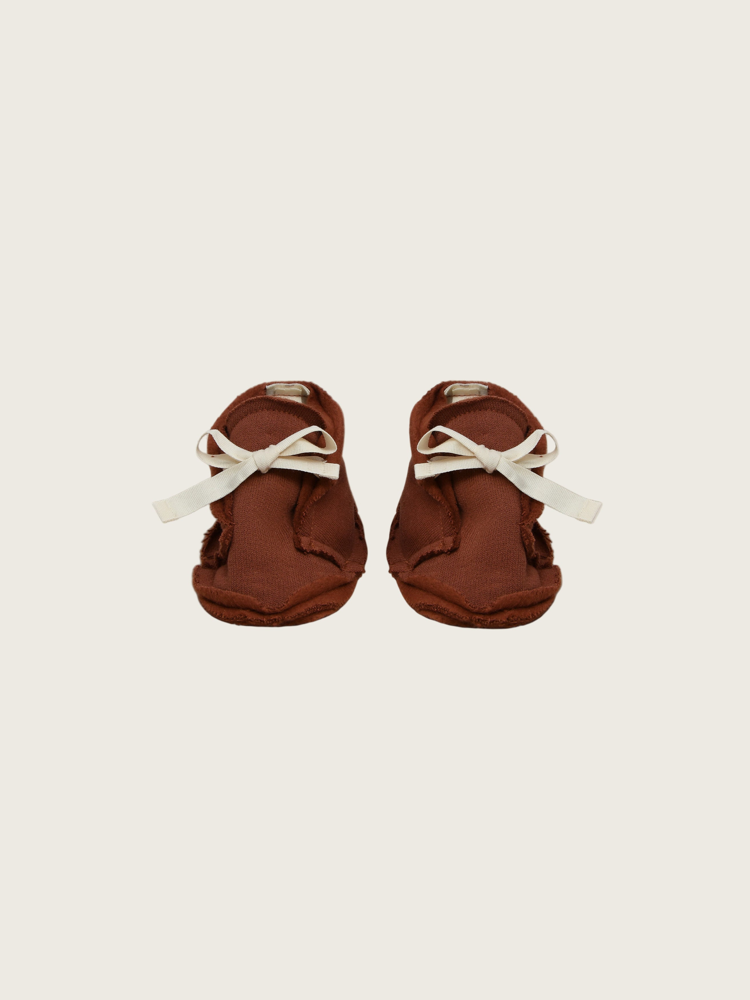 baby and toddler terry cotton booties in red with white bow