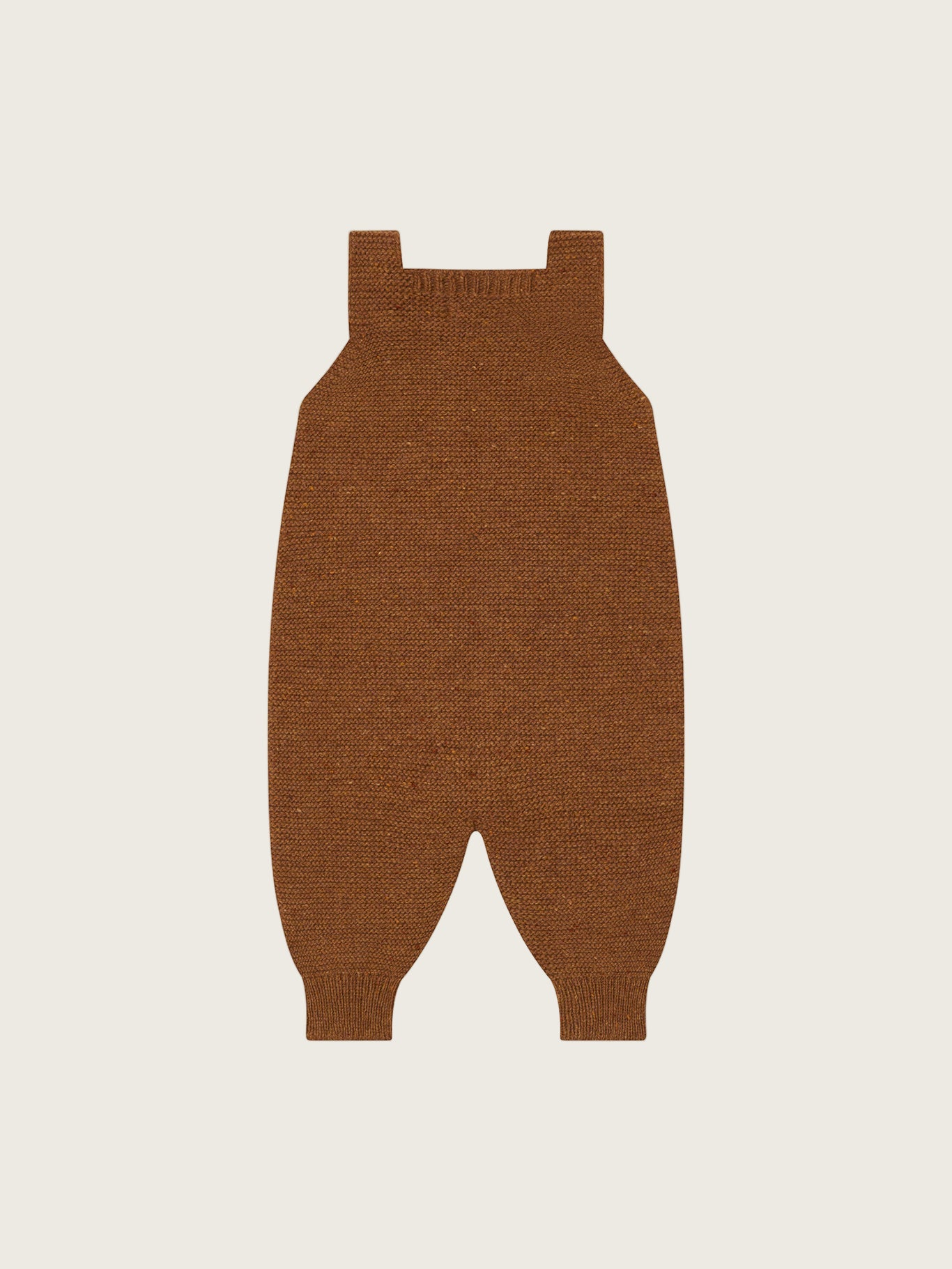 baby and toddler wool salopette in chestnut brown with button straps and ribbed cuffs