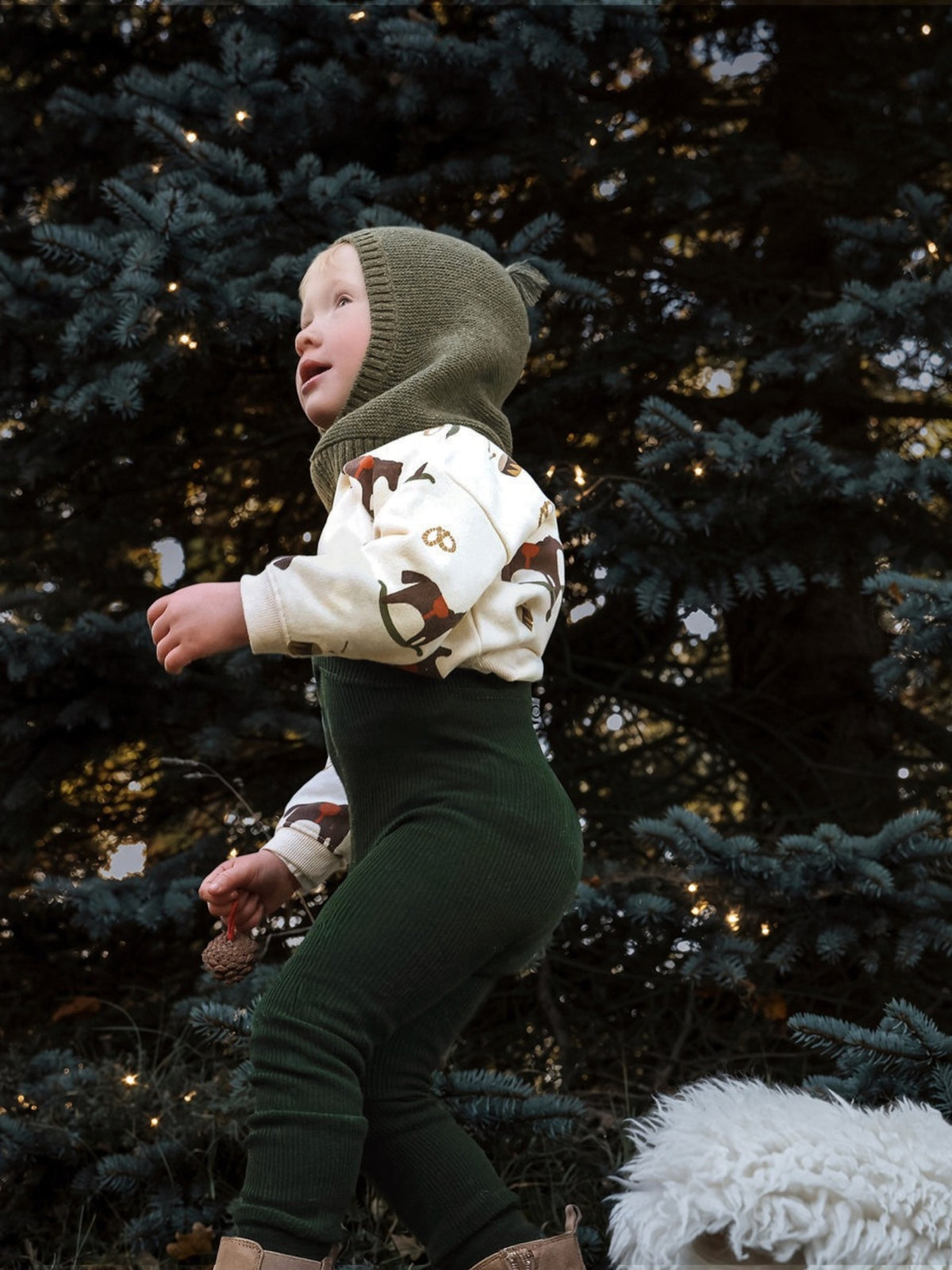 Green Christmas Cotton Tights