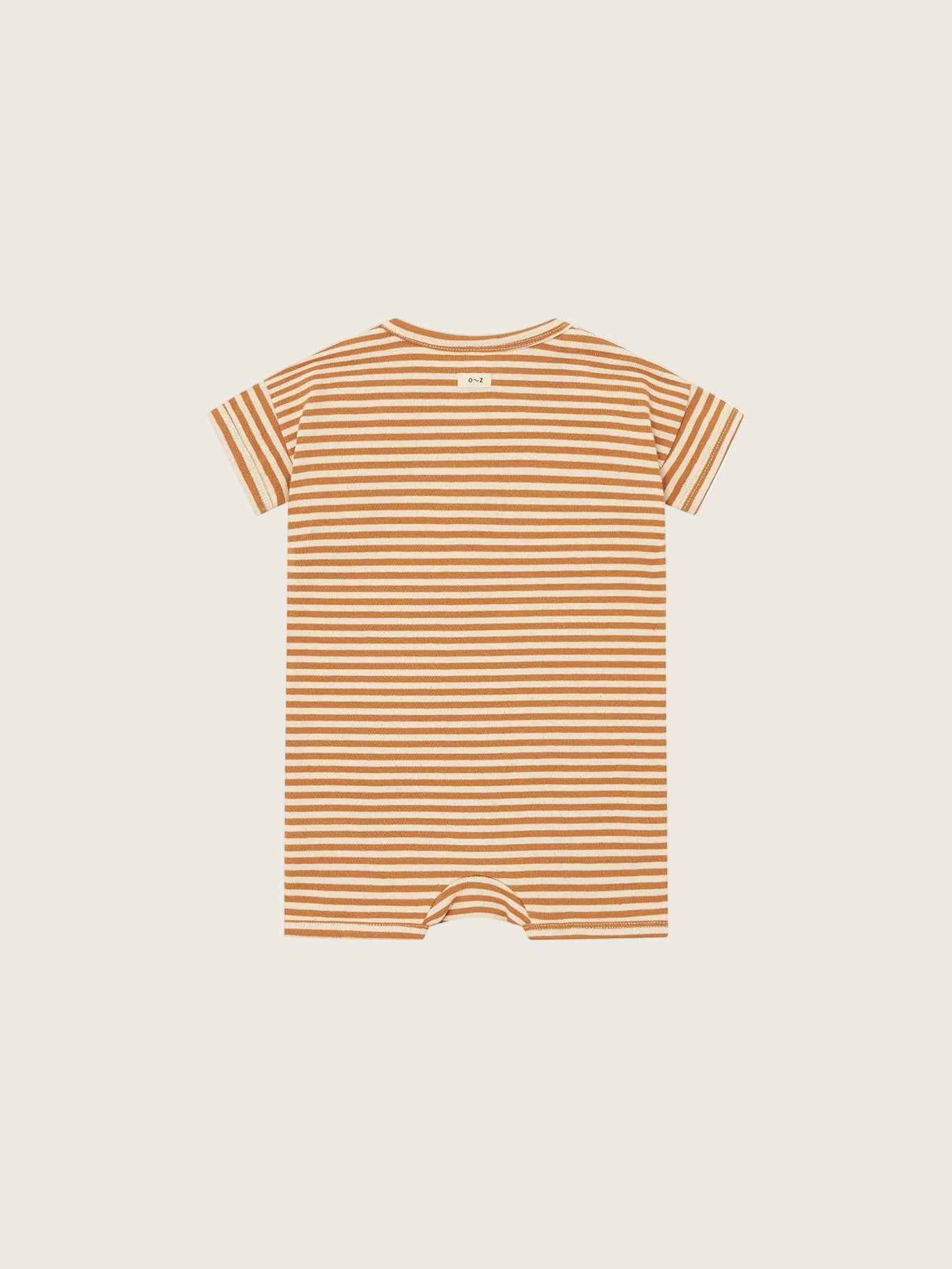 Striped baby romper on a white background