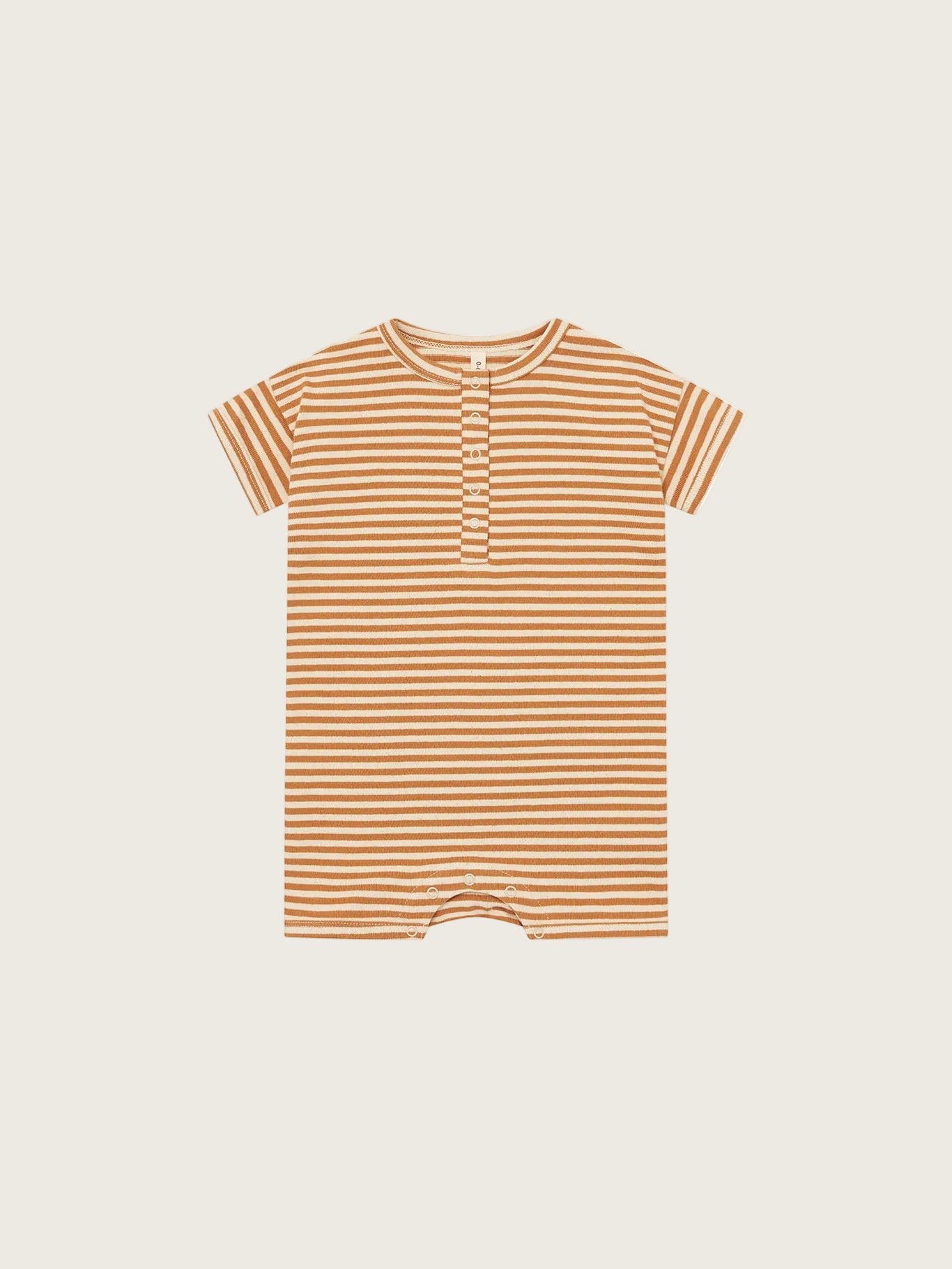 Striped romper with short sleeves on a white background