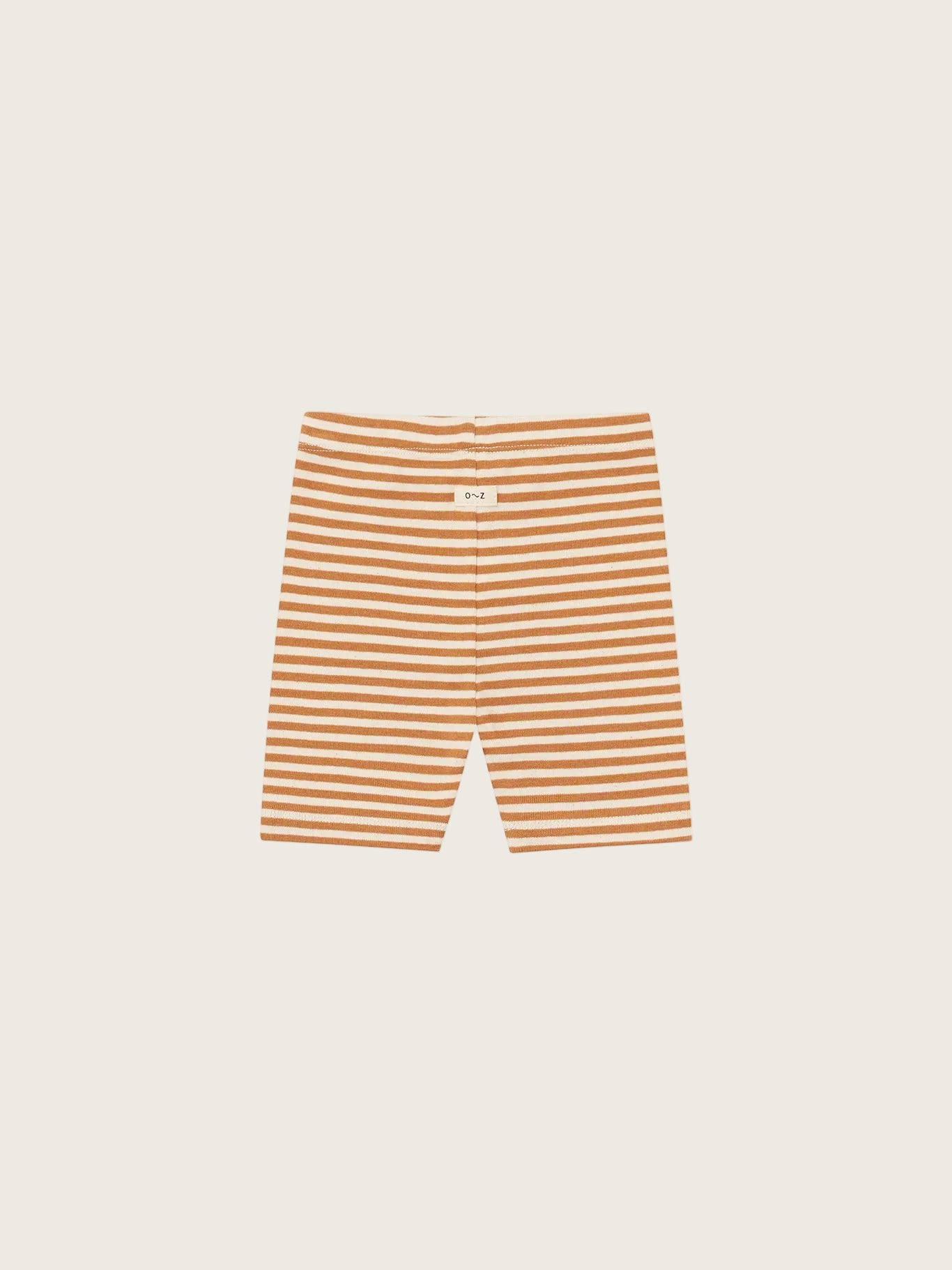 Striped shorts with a logo on a white background
