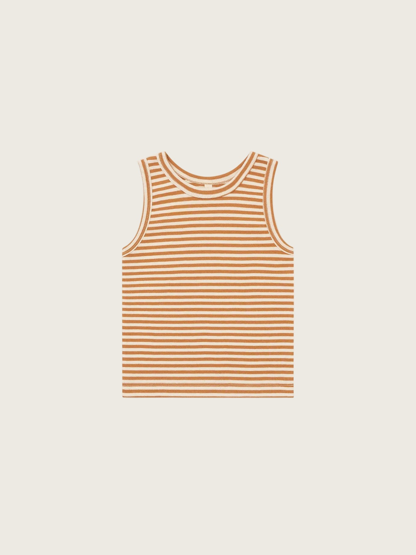 Striped tank top with copper and white pattern on a white background