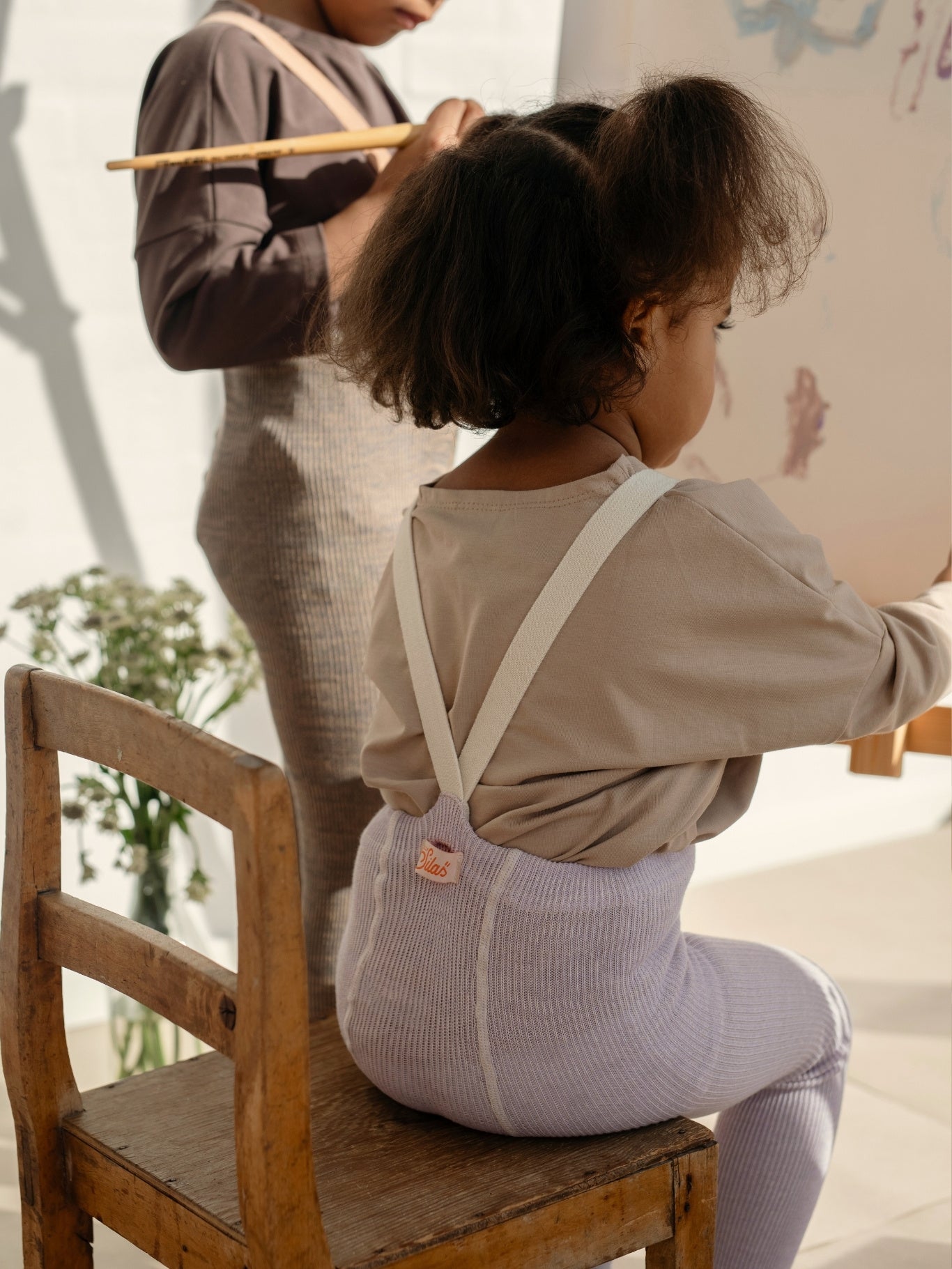 Creamy Lavender Footless Tights with braces