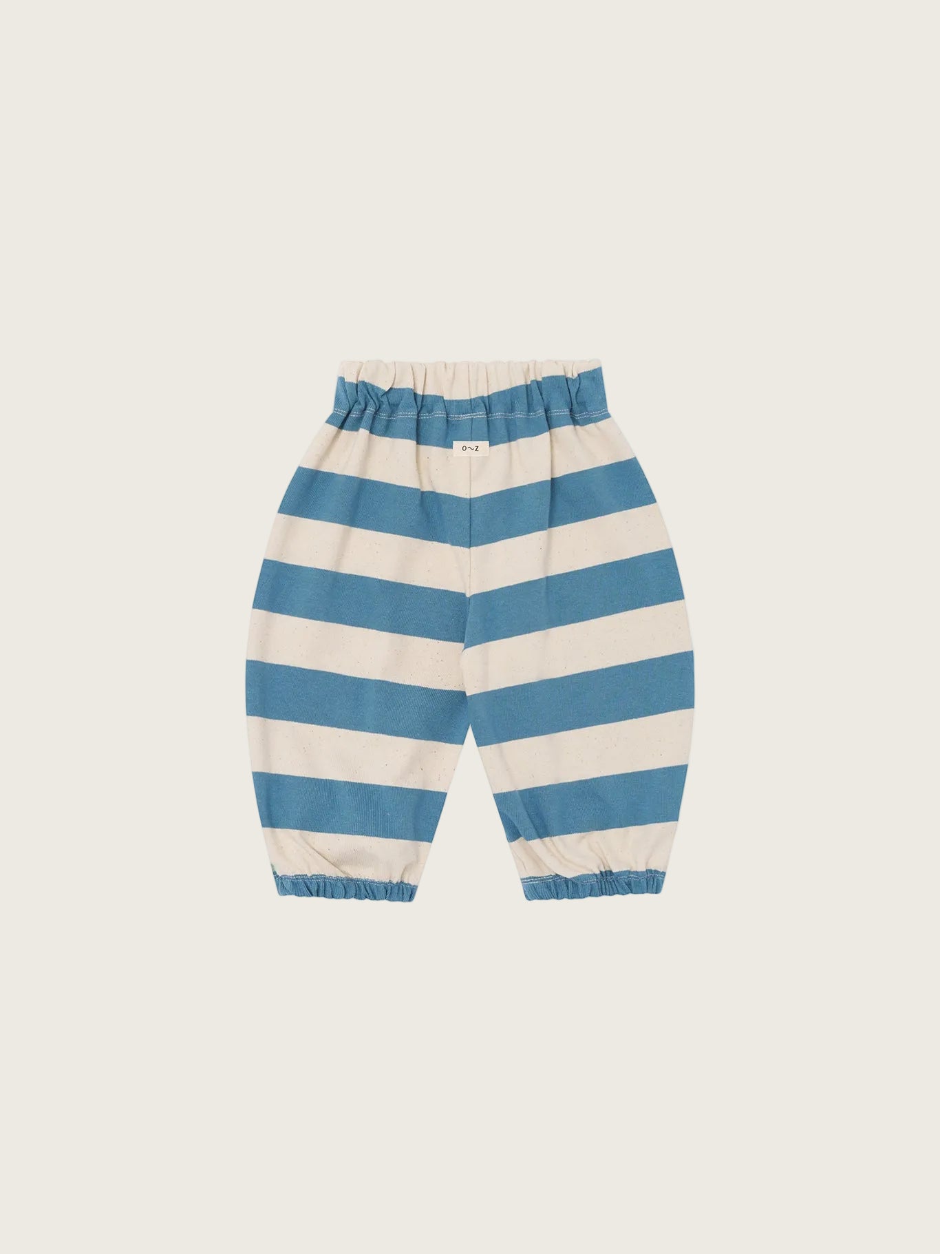 Blue and white striped pants on a white background