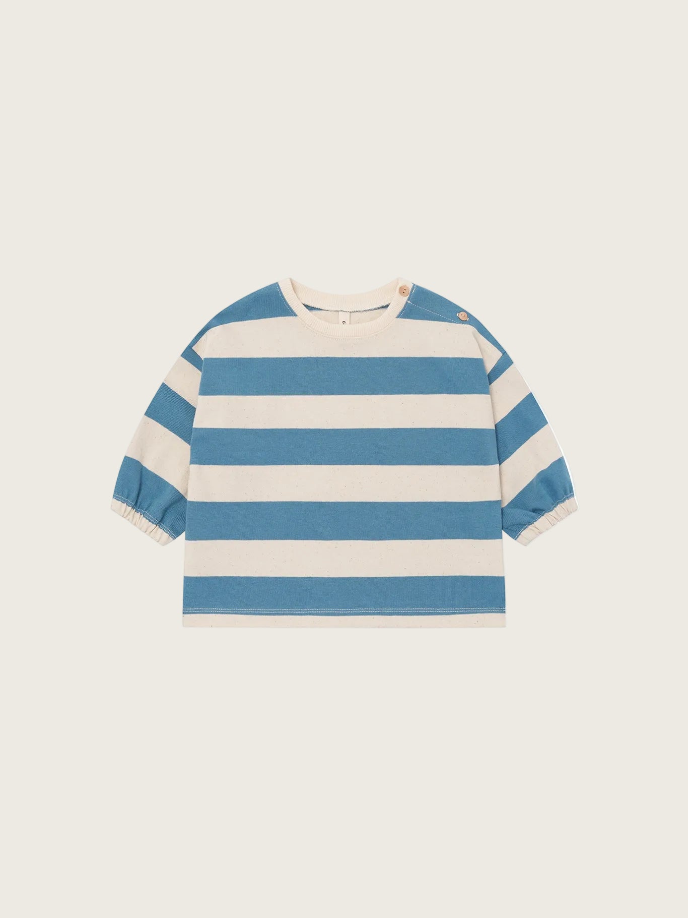 Blue and white striped shirt on a white background