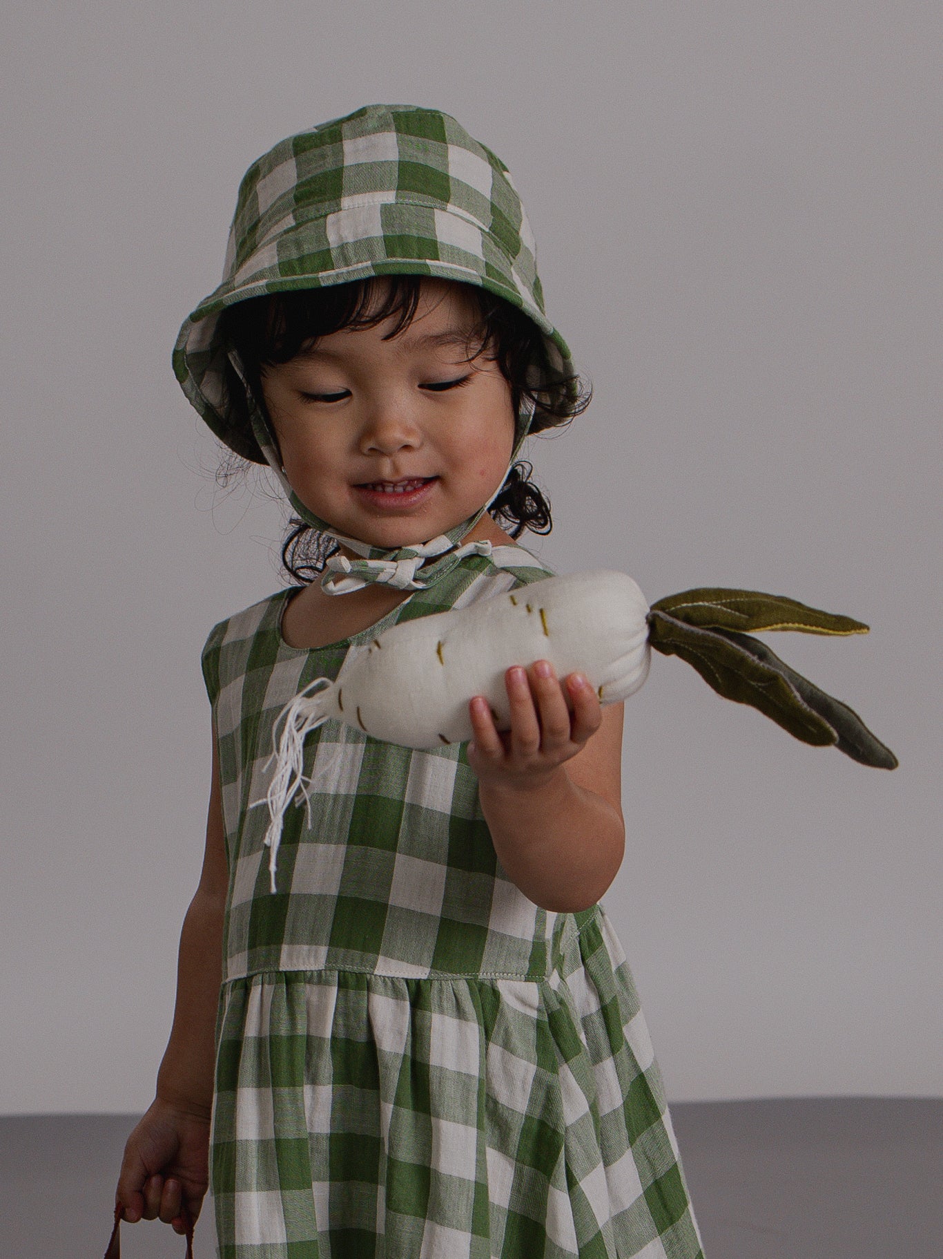 Dill Gingham Bucket Sun Hat