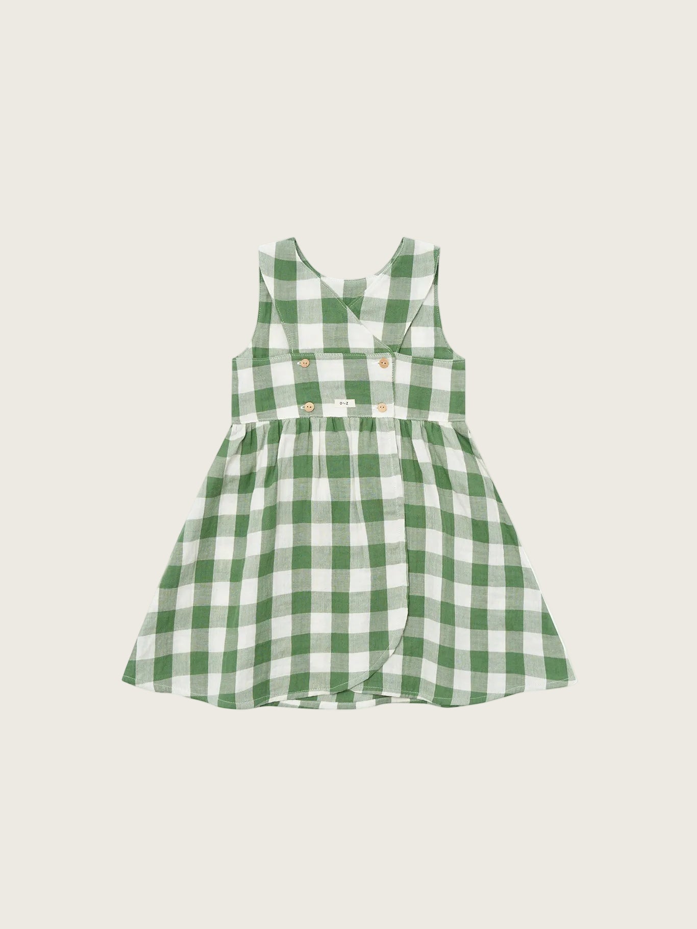 Green and white checkered dress on a white background