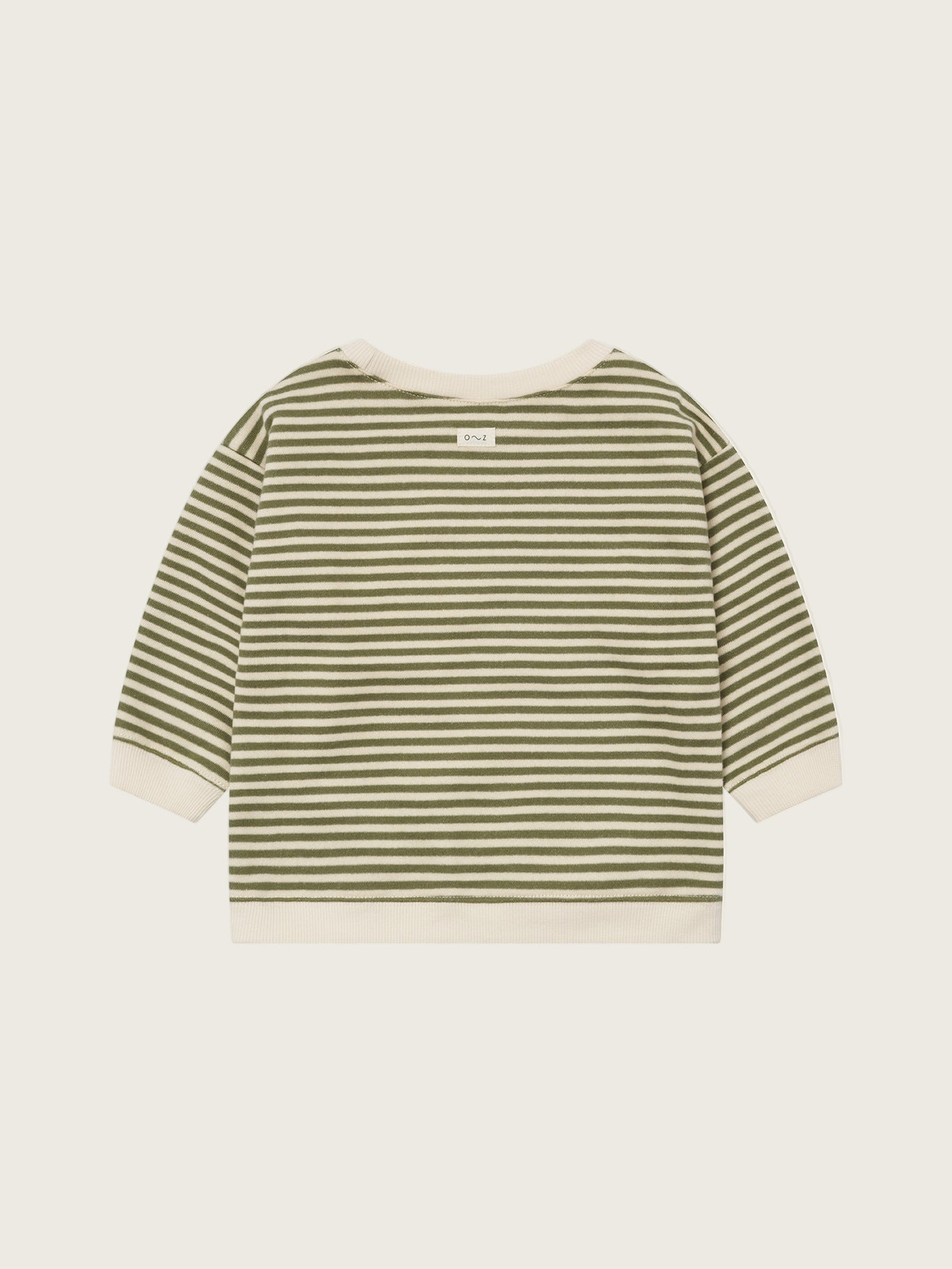 toddler organic cotton sweatshirt in green and white stripes