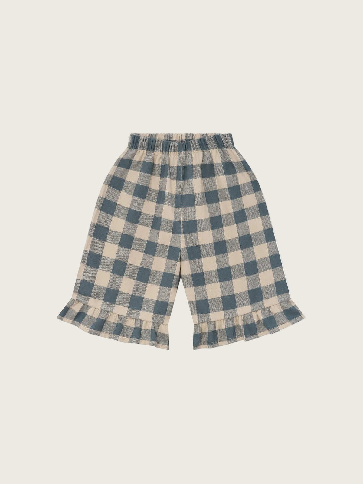 Fog Blue Gingham Frill Culottes