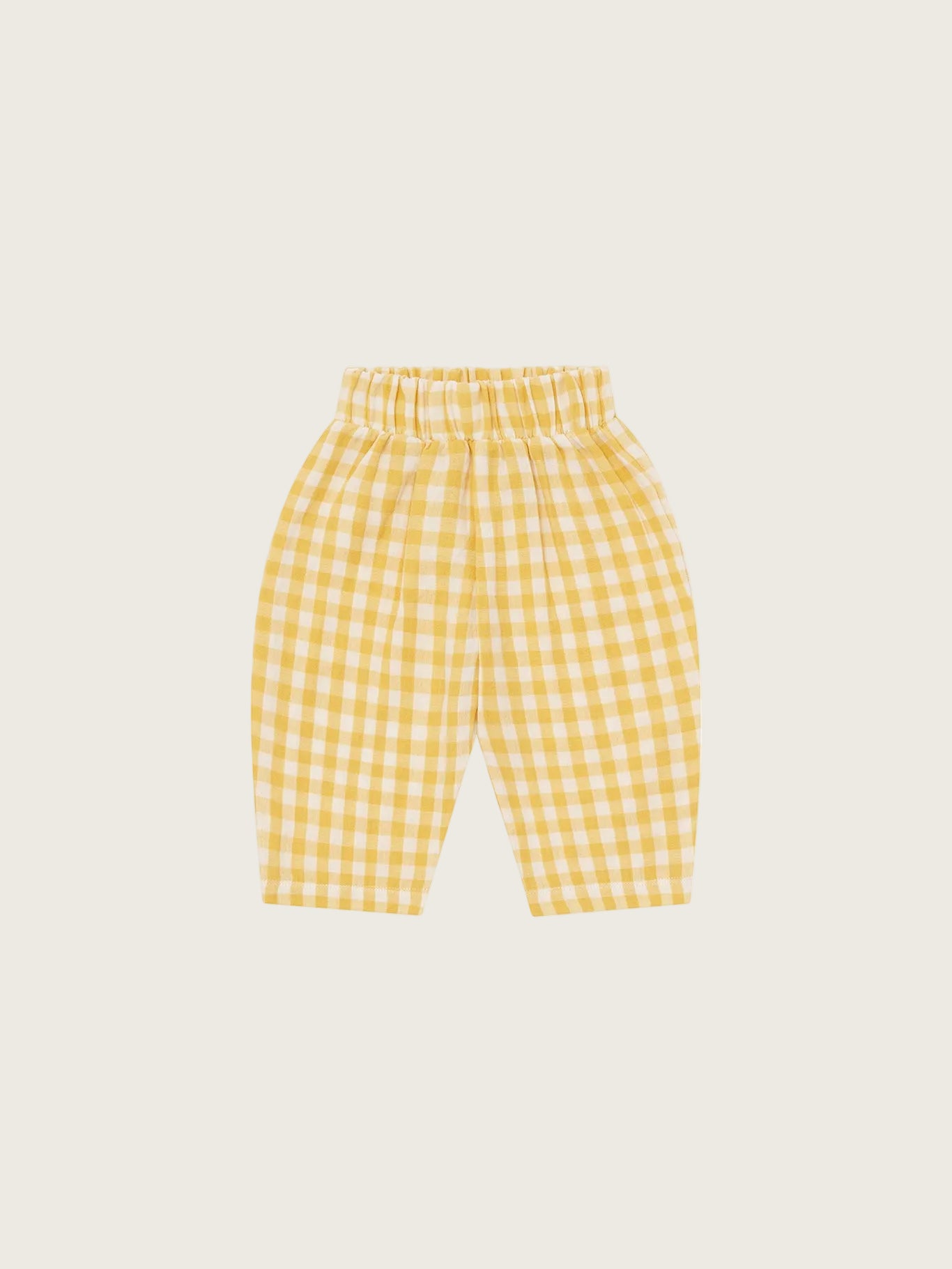 Yellow checkered pants on a white background