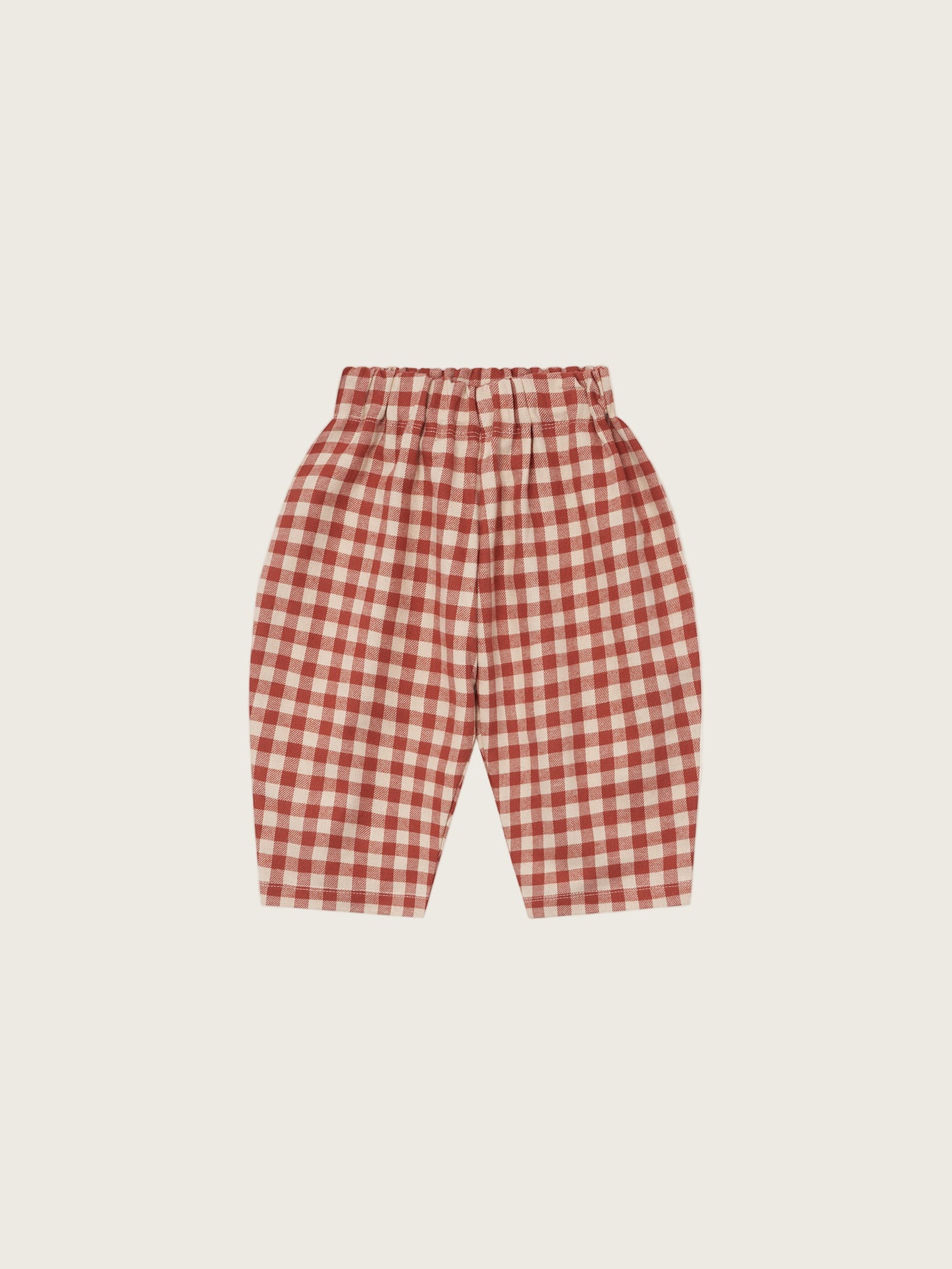 baby and toddler checkered gingham wide leg flannel pants in red and cream