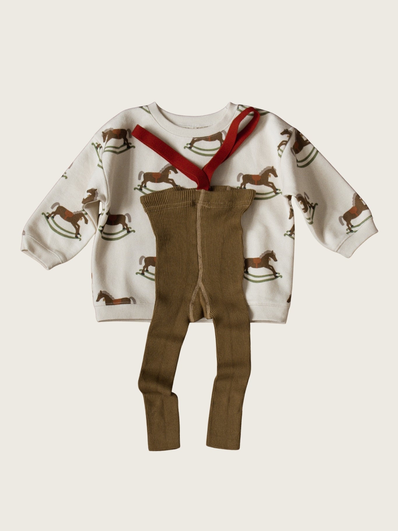 Rocking Horse Sweater & Acorn Brown Tights Set