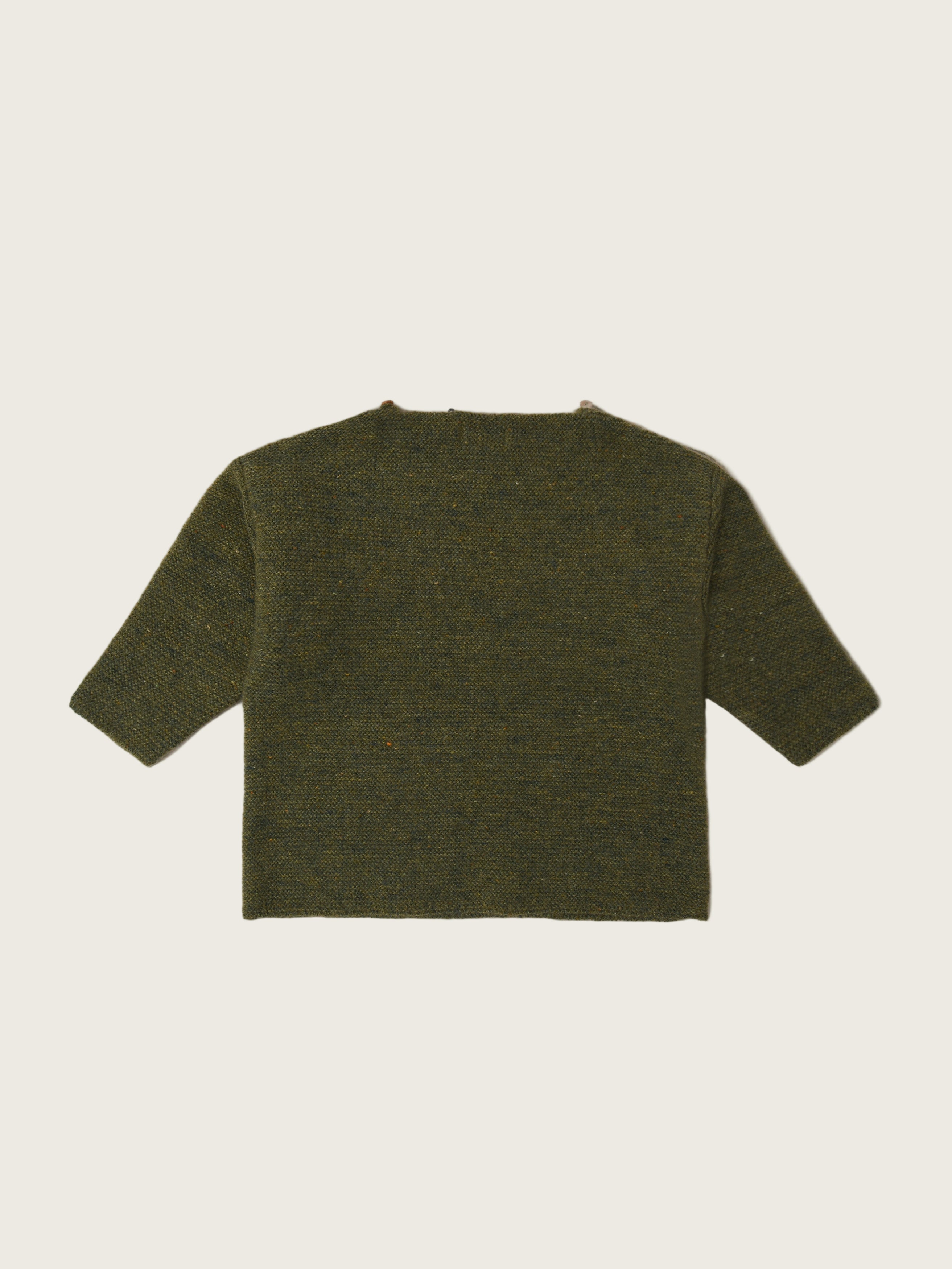 toddler wool jumper in green with button on left shoulder