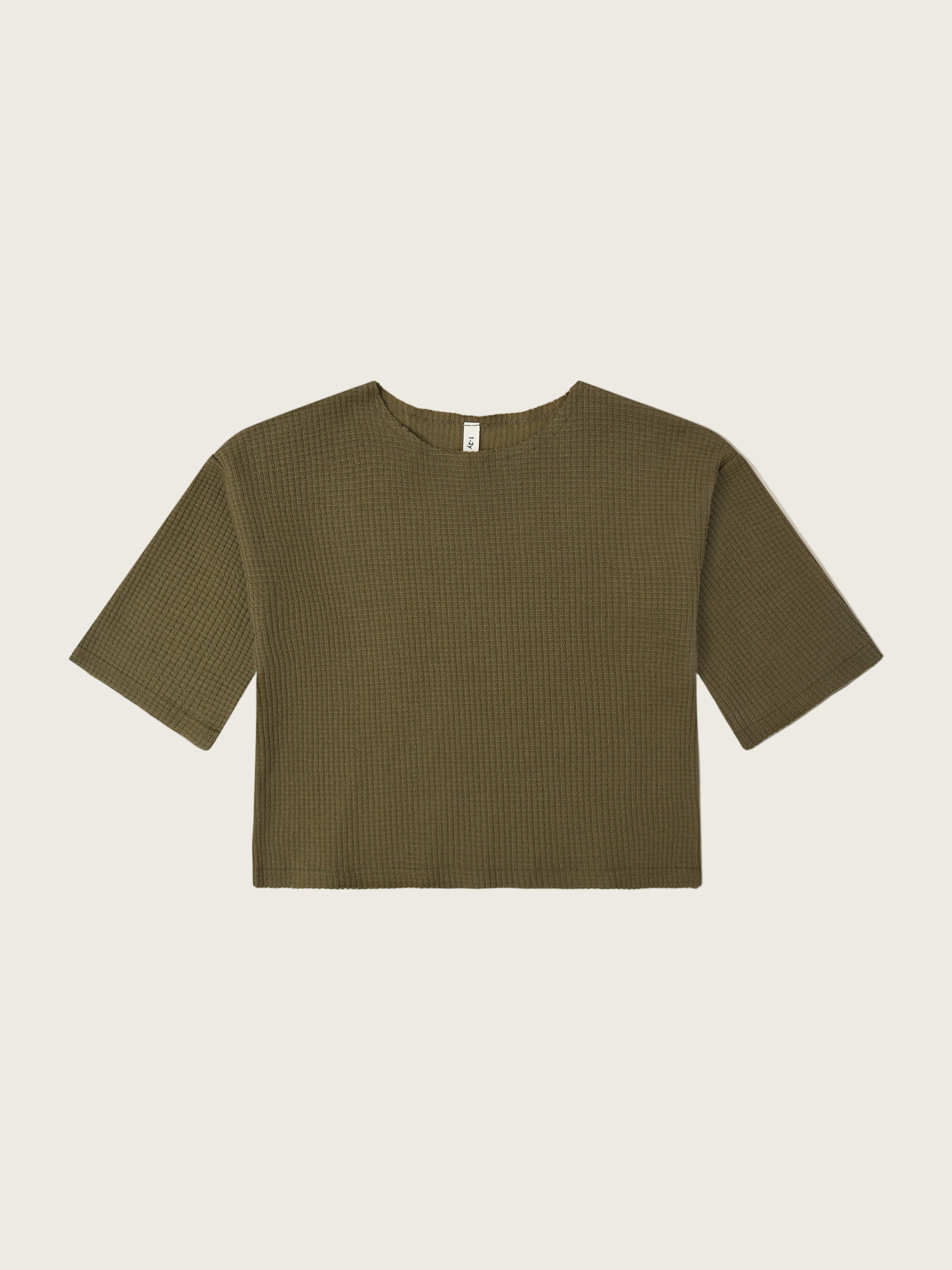 toddler boxy cotton waffle sweatshirt in green