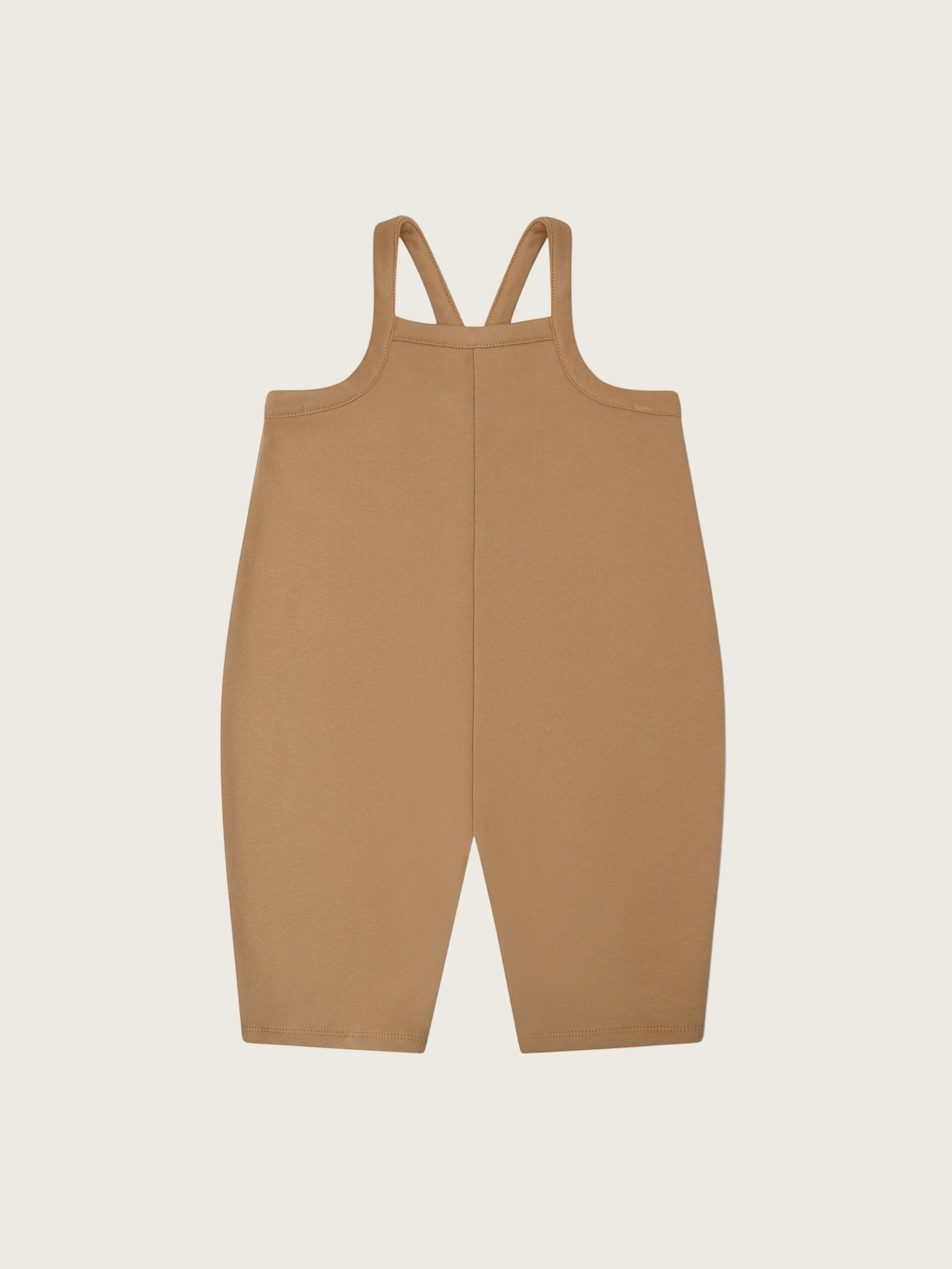toddler oversized boxy terry cotton dungarees in beige