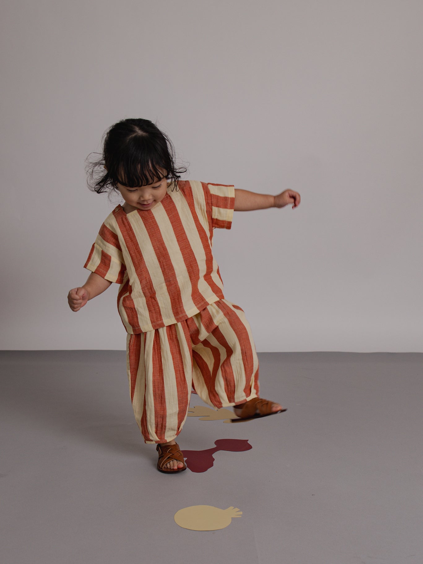 Tomato Stripes Square Neck T-Shirt