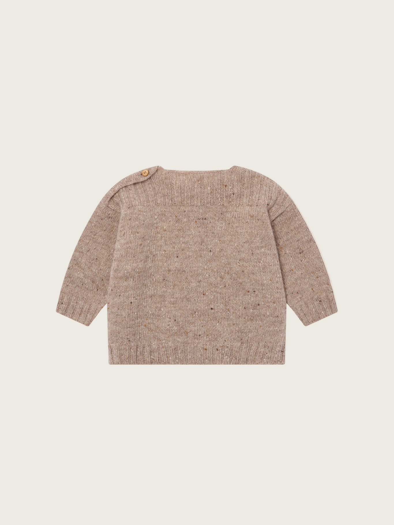 baby & toddler beige wool jumper with square neck, ribbed trim & tree motif in red, orange, green