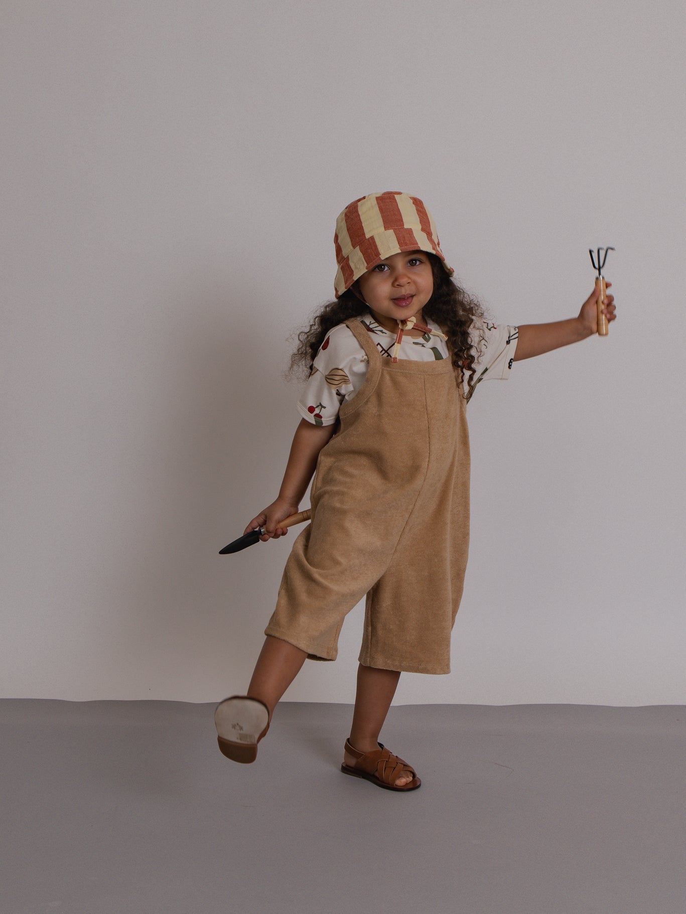 Wheat Terry Cropped Dungarees