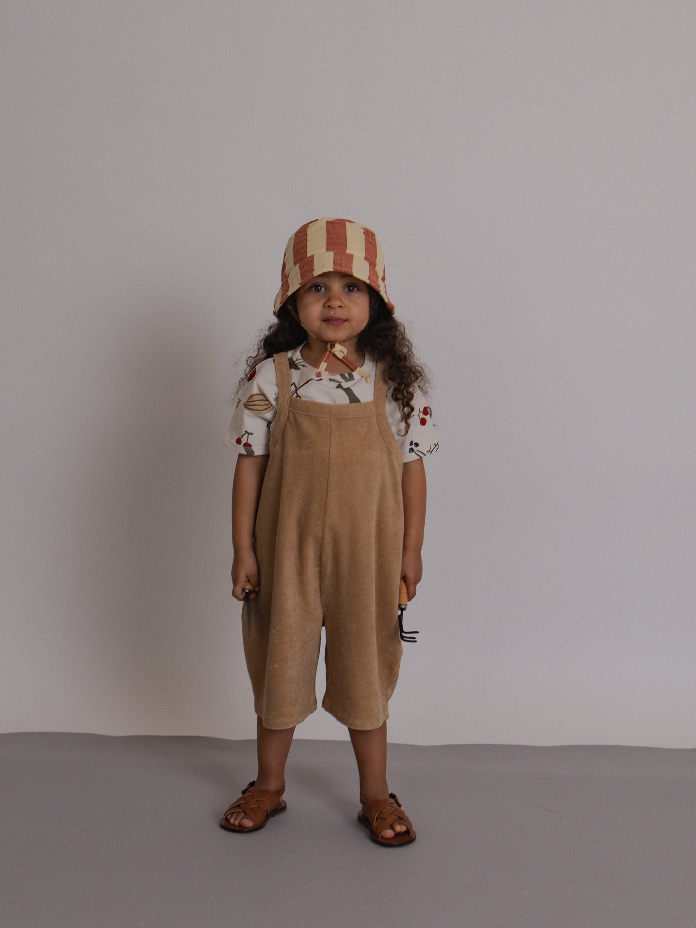 Wheat Terry Cropped Dungarees