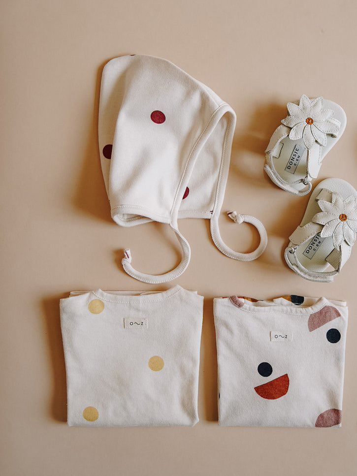 Burgundy Dots Pixie Bonnet