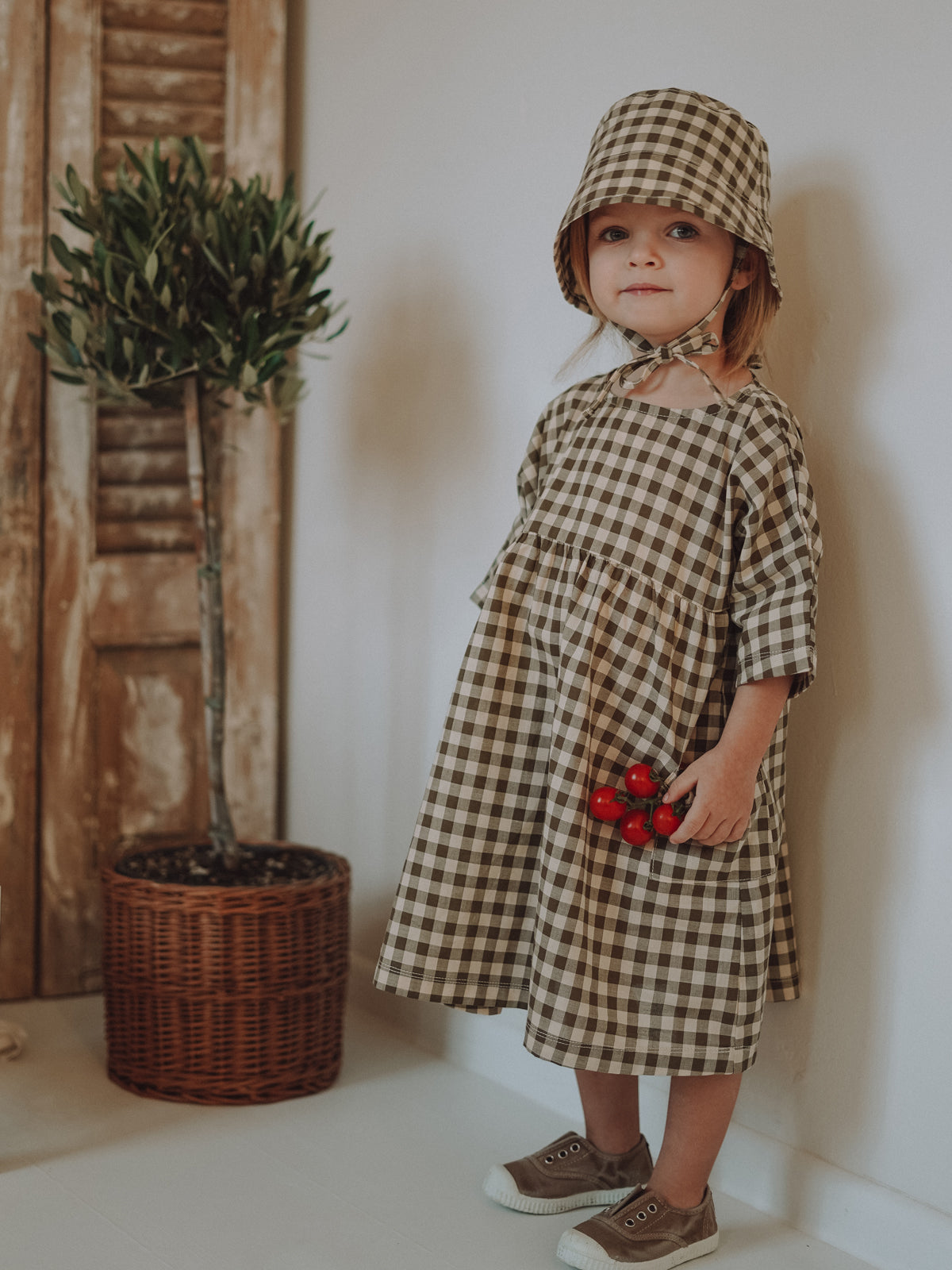 Olive Gingham Bella Dress