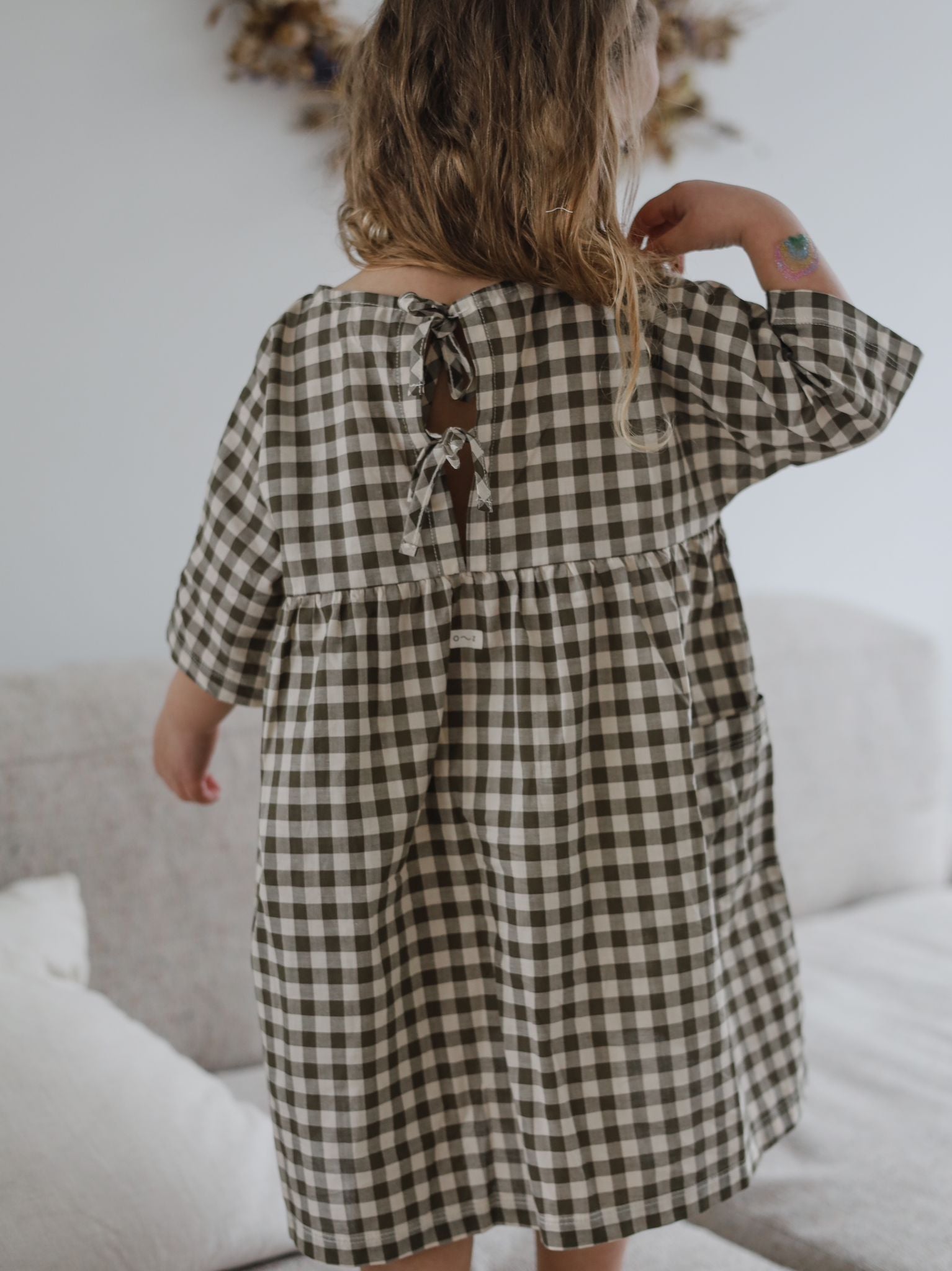 Olive Gingham Bella Dress
