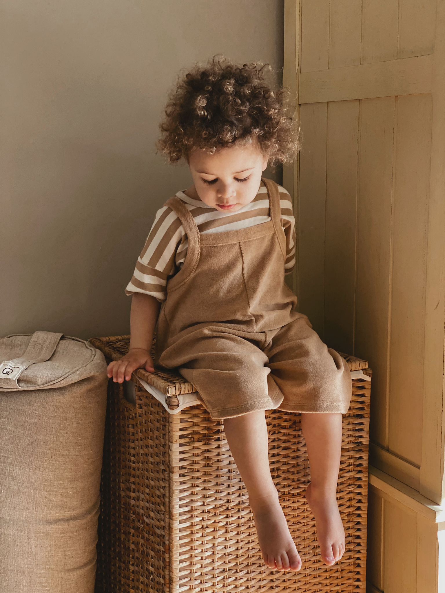 Gold Terry Cropped Dungarees | Organic Zoo