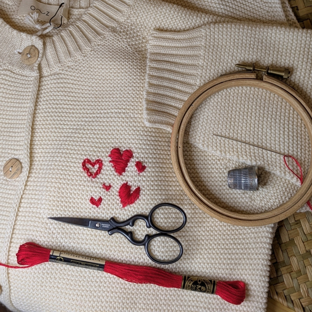 How to embroider a heart in four different ways