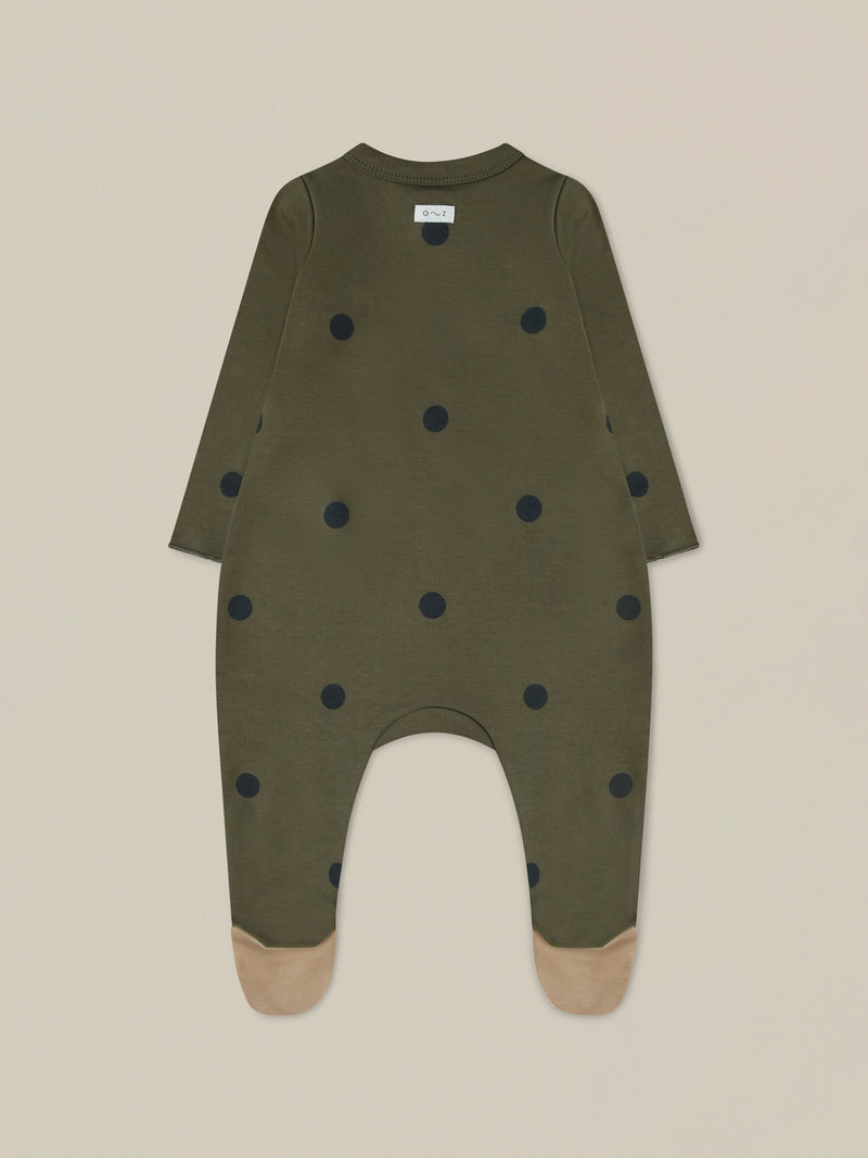 Olive Dots Suit with contrast feet