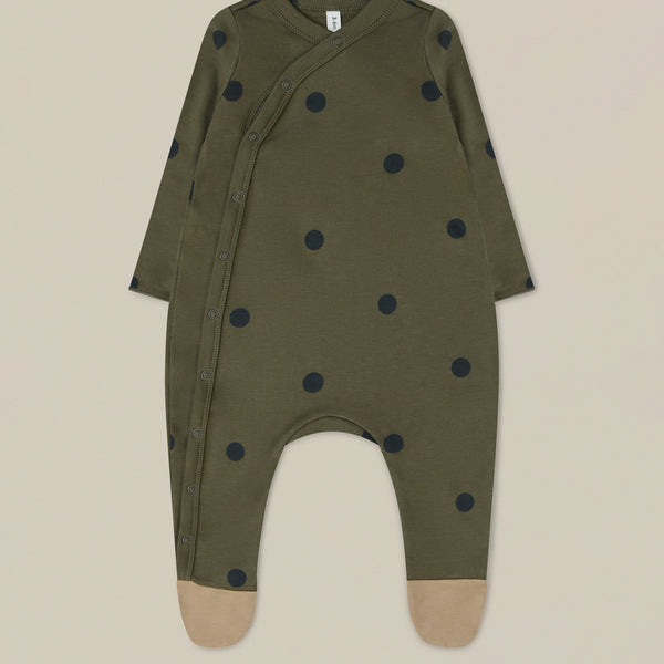Olive Dots Suit with contrast feet | Organic Zoo