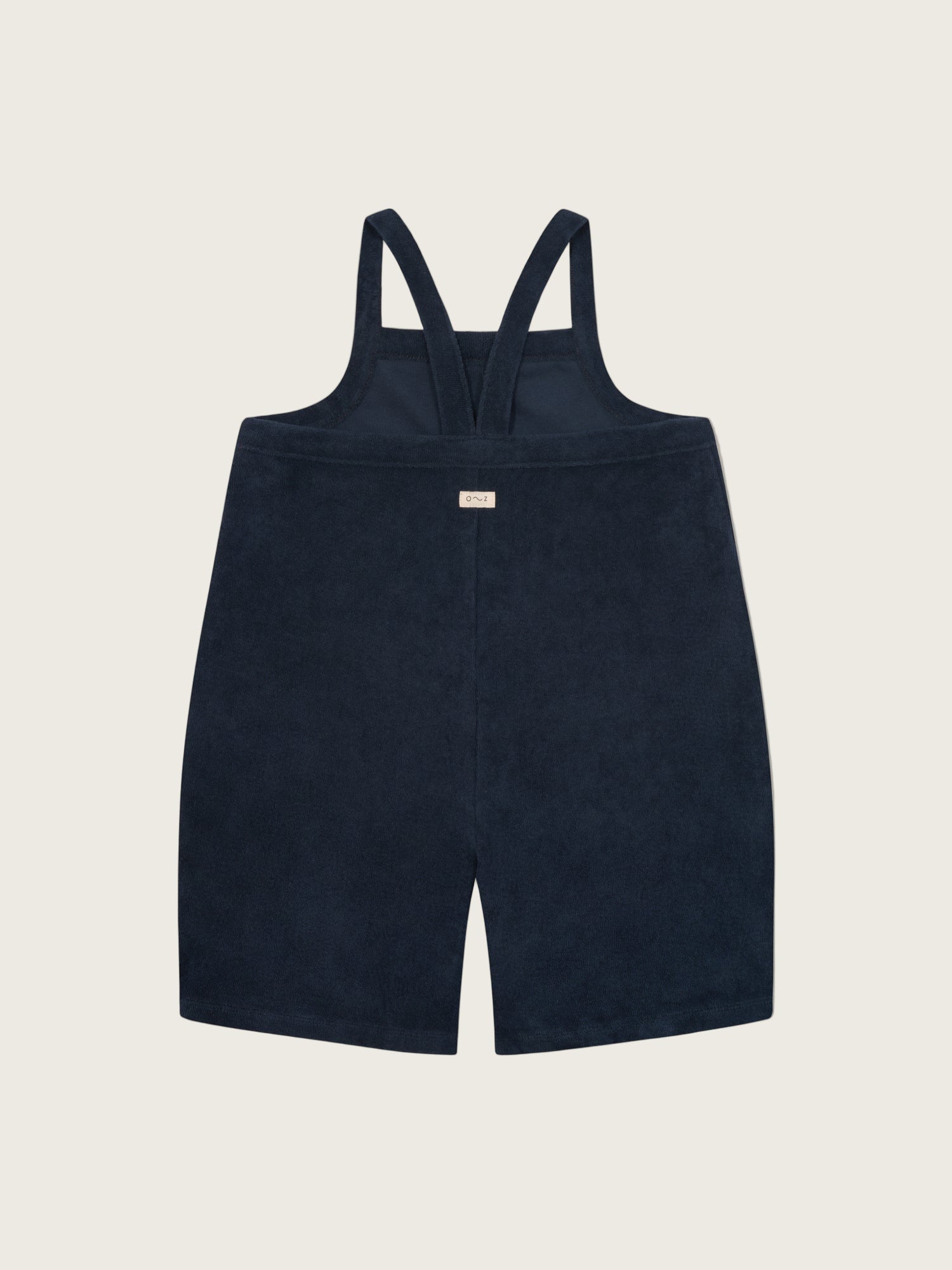 toddler navy boxy cropped soft organic terry cotton dungarees