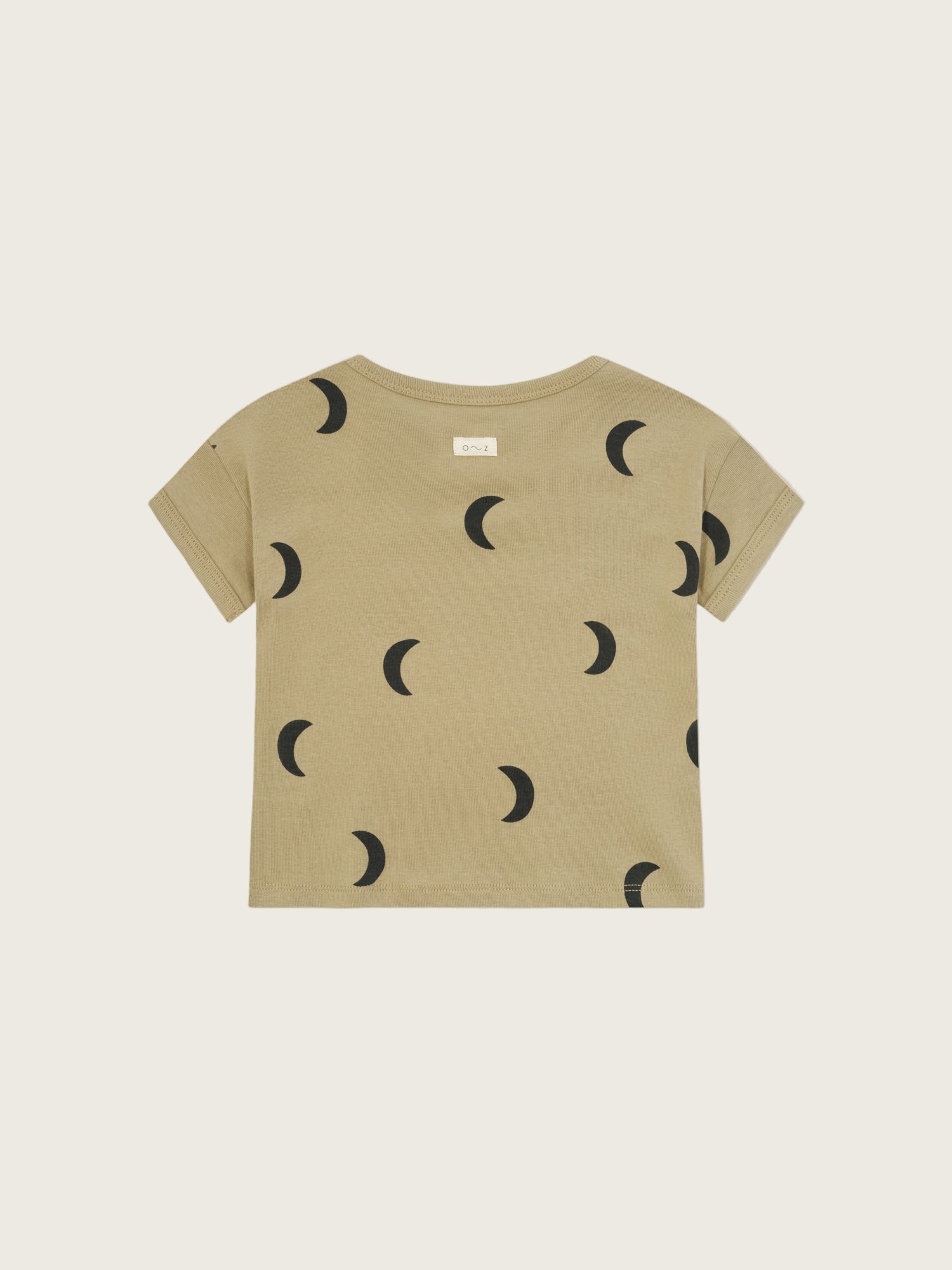 baby & toddler dusky beige organic ribbed cotton boxy drop shoulder t-shirt with black moon print