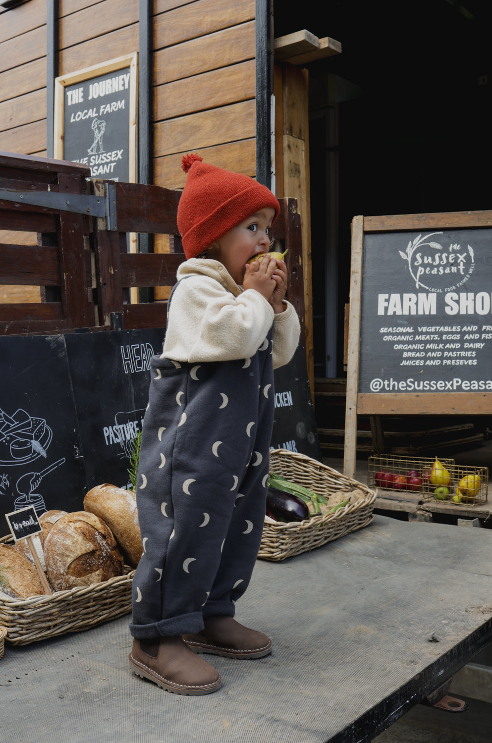 Charcoal Midnight Oversized Dungarees | Organic Zoo