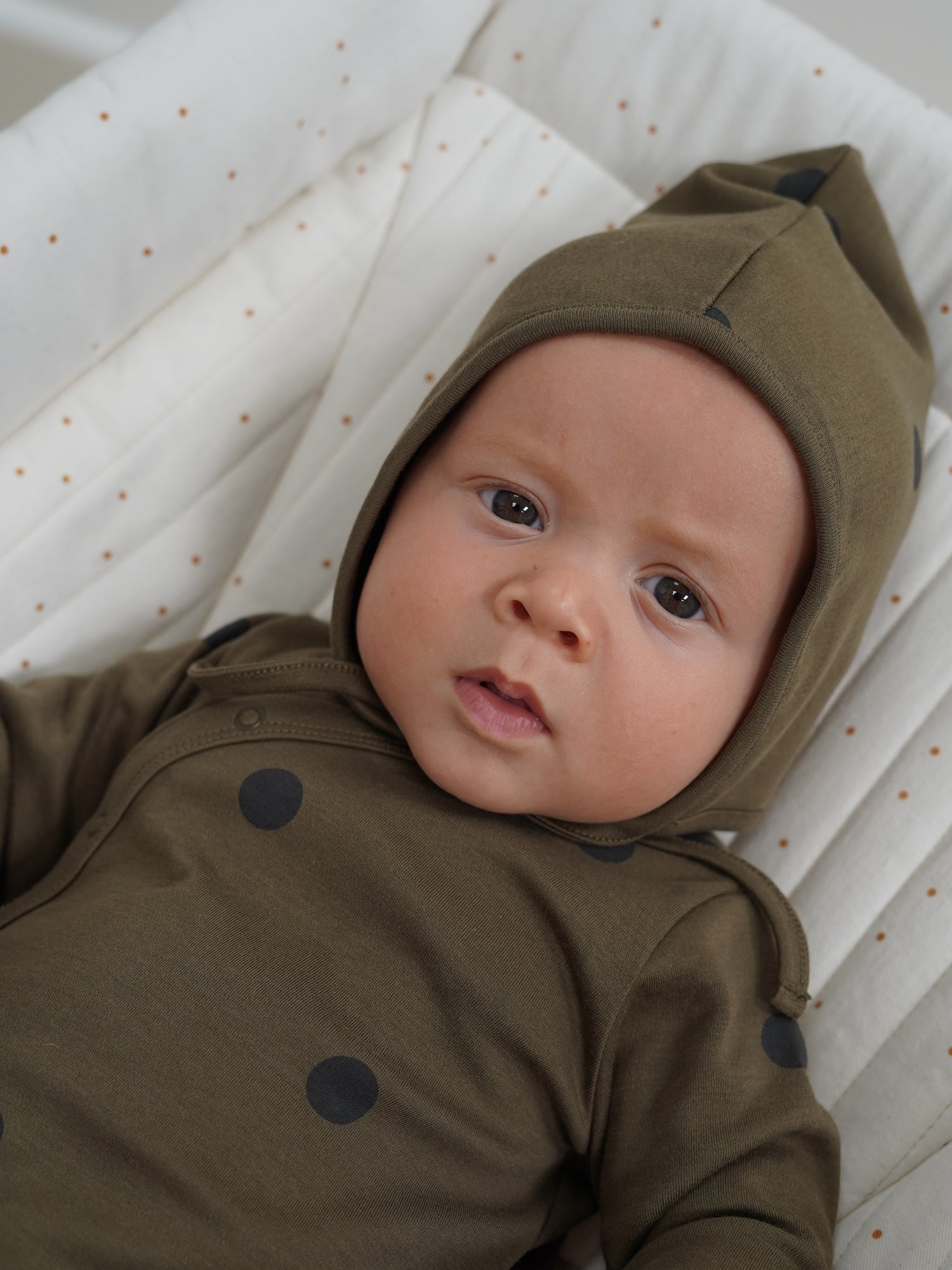 organiczoo Olive Dots Sweatshirt 1-2y Olive Dots Bonnet | Organic Zoo
