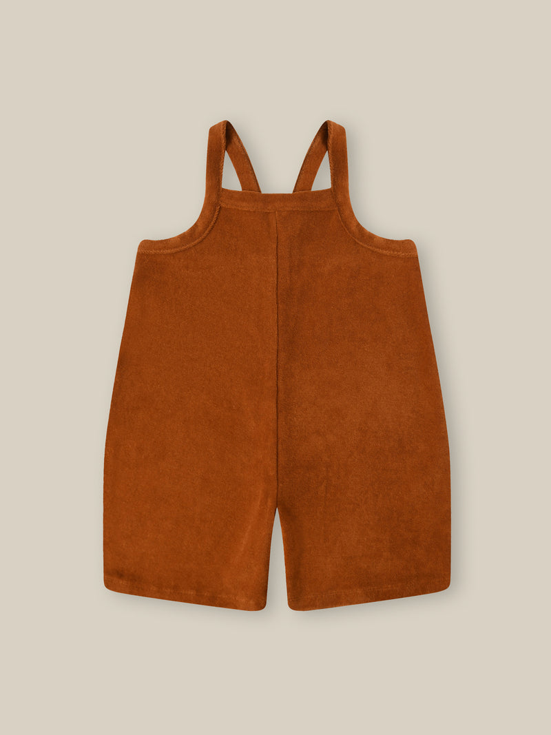 Terracotta Terry Cropped Dungarees