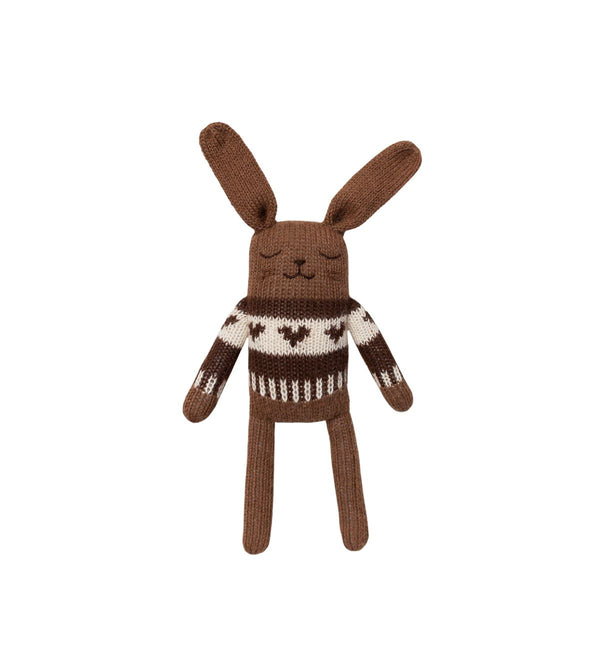 Bunny Soft Toy - Dark Mocha Heart Sweater