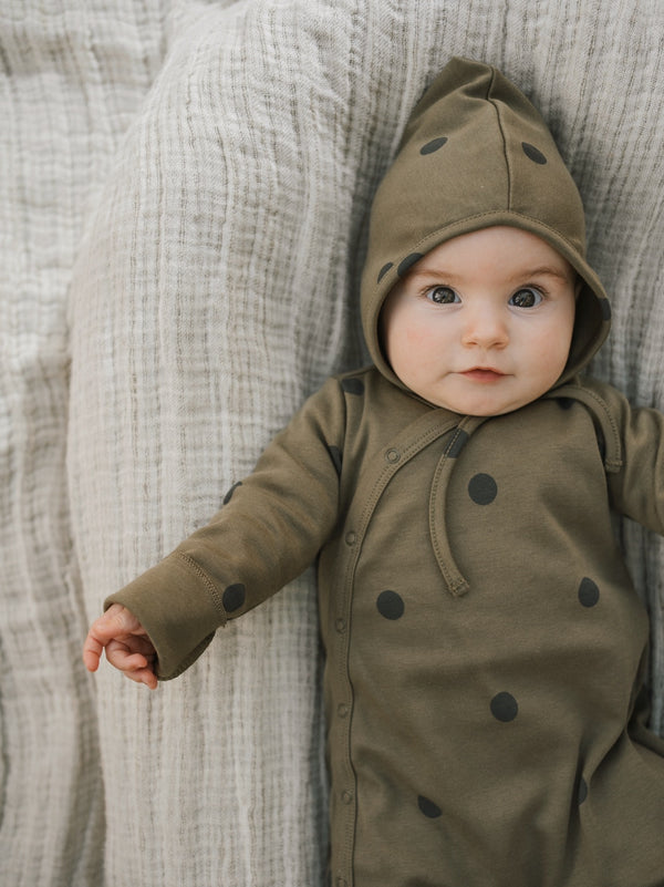 Olive Dots Suit with contrast feet