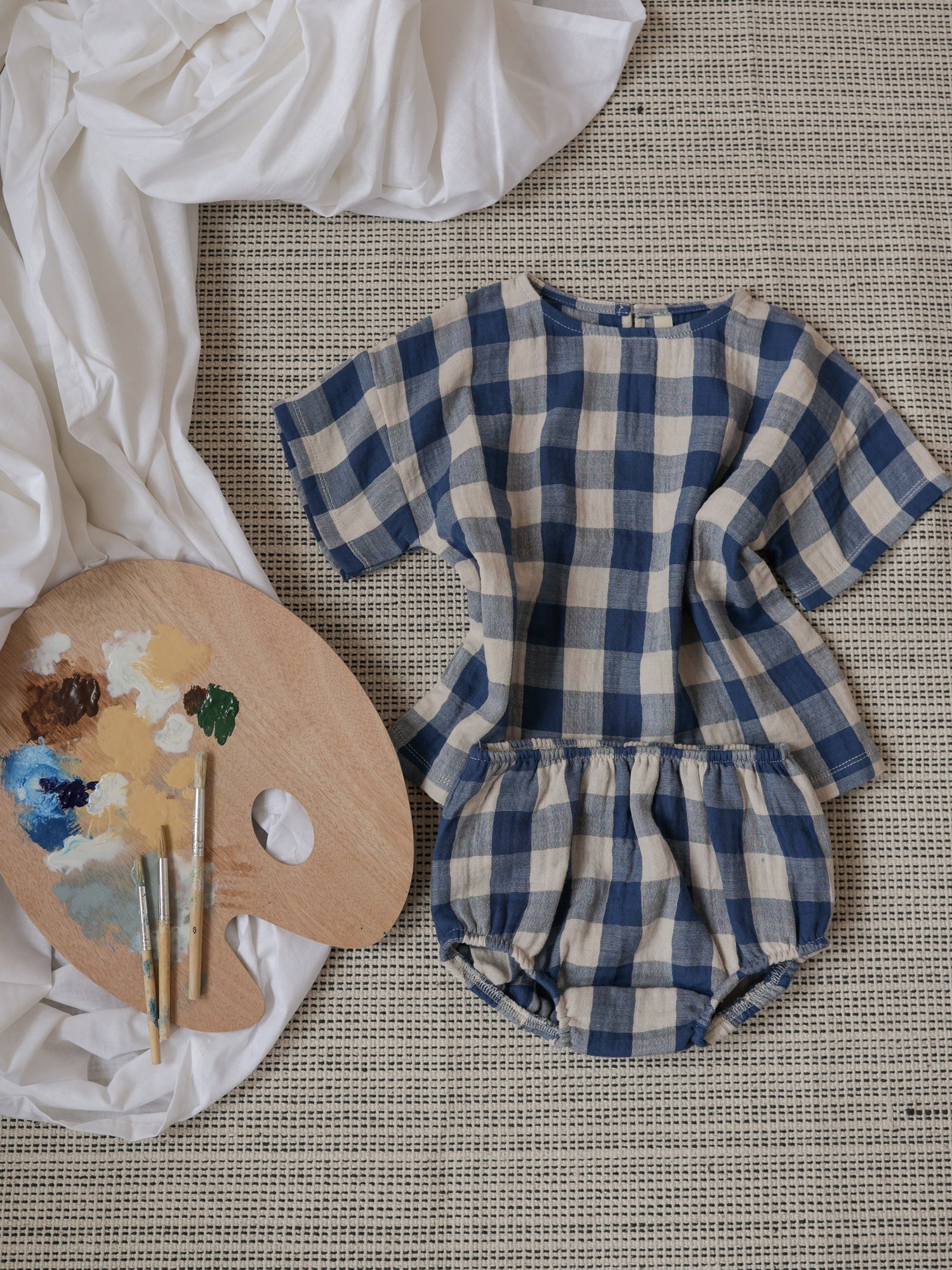 ワンピース organic zoo Blue Gingham Bella Dress Pottery Blue Gingham Bella Dress | Organic Zoo