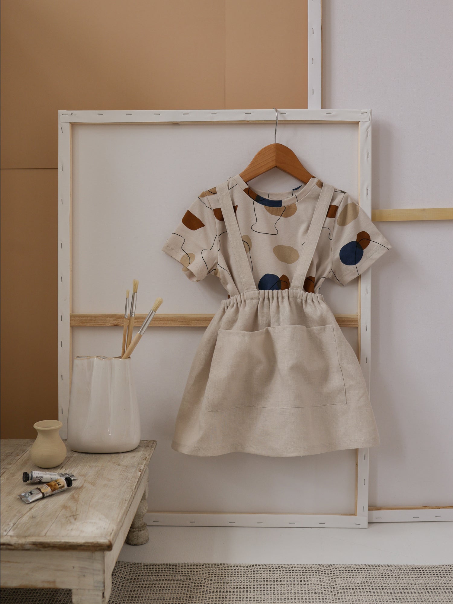 Terracotta Terry Cropped Dungarees | Organic Zoo