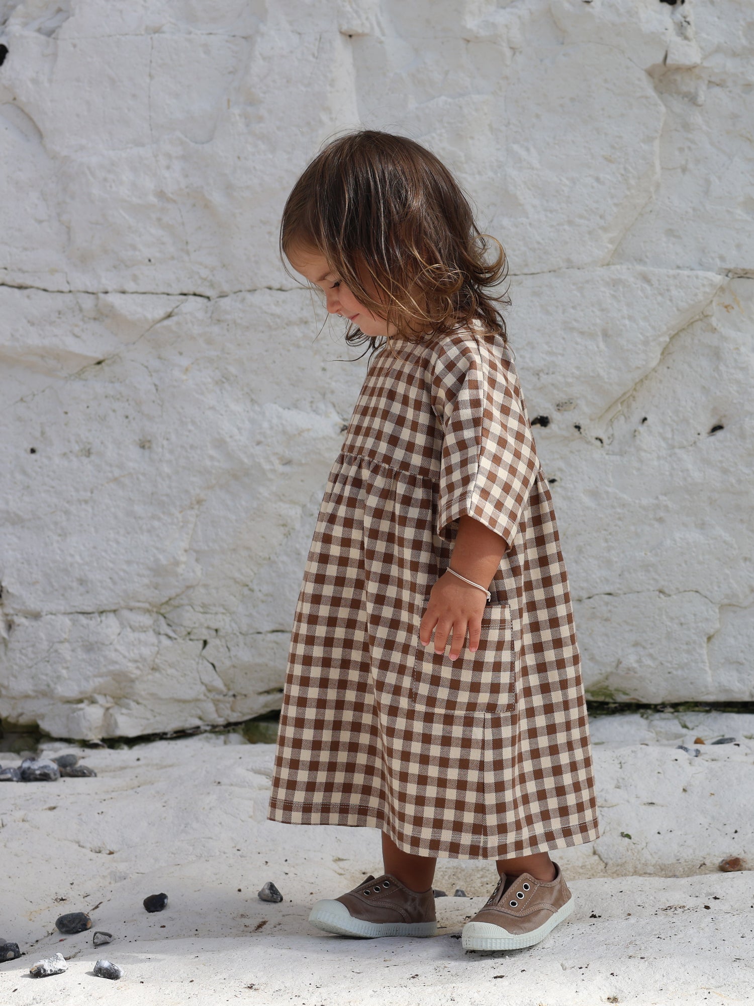 Chestnut Gingham Gather Dress 3〜4歳 Chestnut Gingham Gather Dress | Organic Zoo